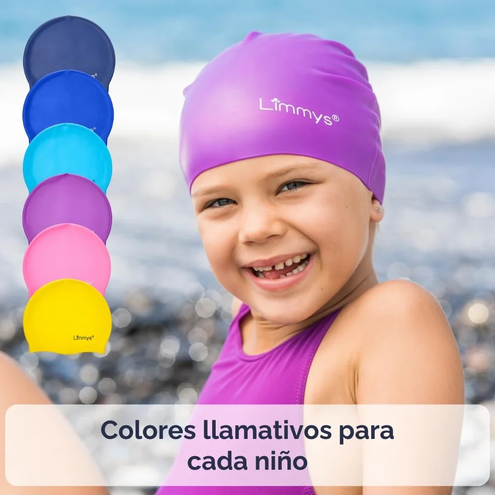 Limmys Gorro de Silicona para Niños Suave Elástico Antideslizante Flexible Protección de Oídos Sin Látex