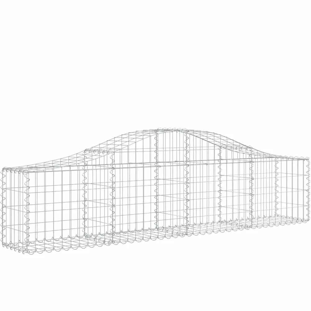 Gaviones con arco alto, 13 unidades, 200 x 30 x 40/60 cm, hierro galvanizado para barreras de jardín y protección visual, cestas de alambre estables como aislamiento acústico y paredes