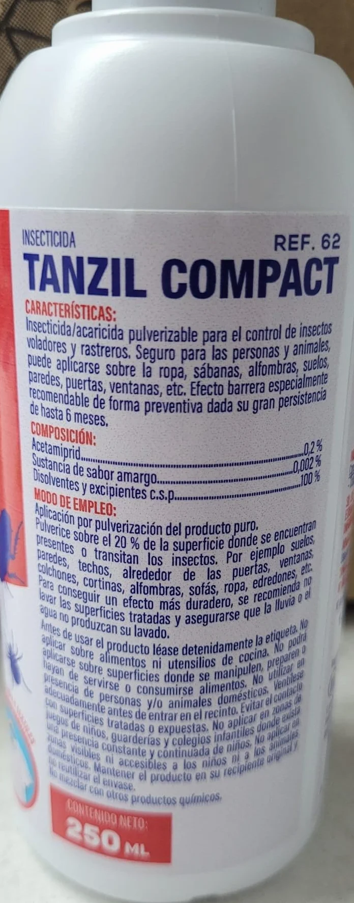 Tanzil compact 250ml - Impex. Especial chinches. Elimina toda clase de insectos voladores y rastreros. Sin olor. No mancha. Accion inmediata. Larga duracion. Repelente