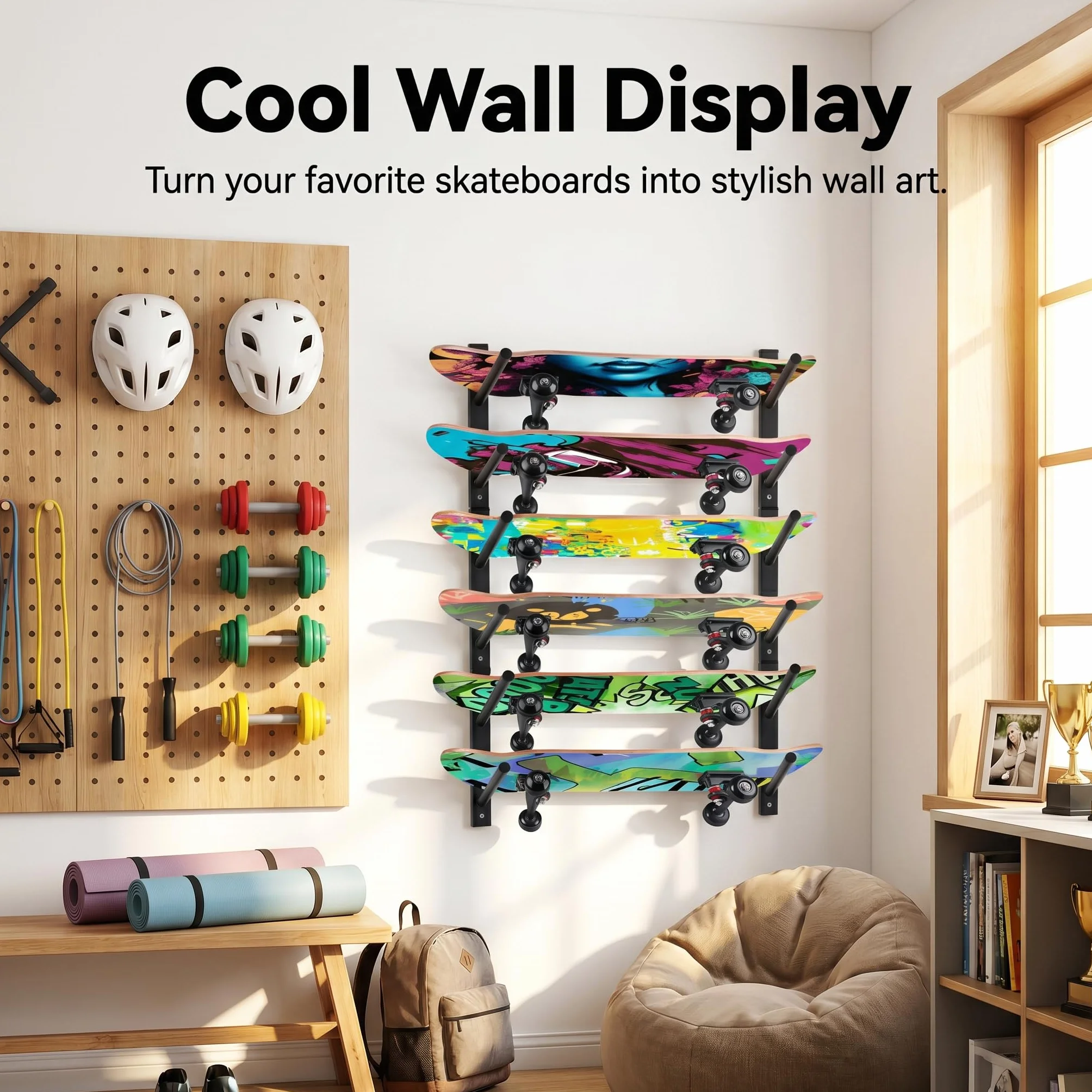 Soporte de Pared para Monopatín, Snowboard y Longboard - Bijun