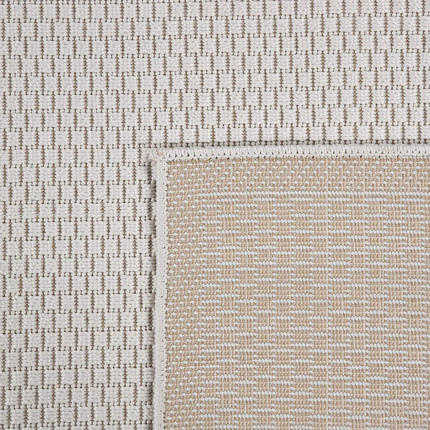 Paco Home Alfombra Exterior Terraza Balcón Cocina Lisa Moderna Crema Beige, tamaño:60x100 cm