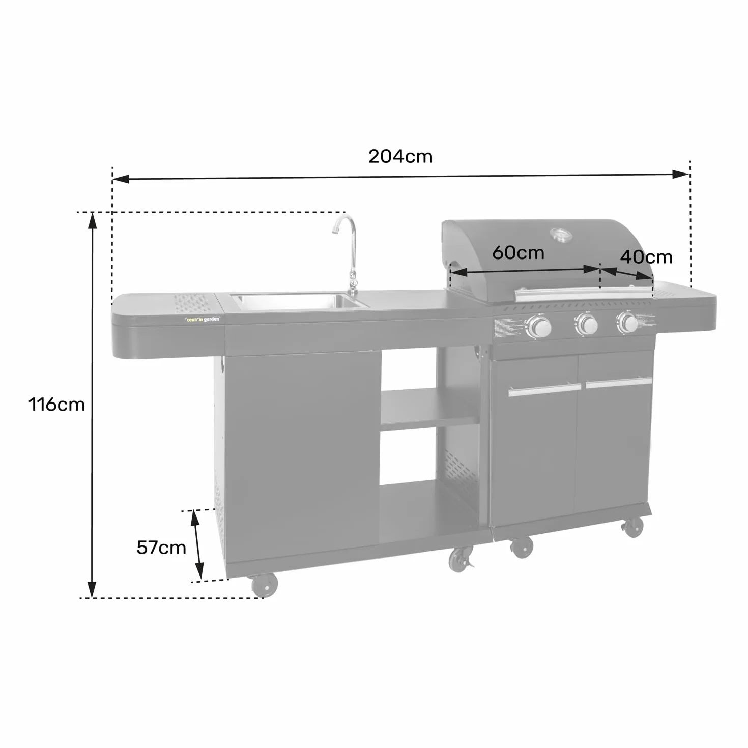 Cook'in Garden Happy Garden - Cocina Exterior Modular FYRA 10 Personas - 3 quemadores