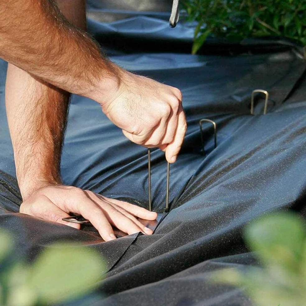 Paquete de 100 Grapas galvanizadas de 12 Pulgadas, estacas de jardín de Metal para jardinería, antioxidantes, Resistentes, estacas de césped para Suelo, estacas de Patio para Barrera de