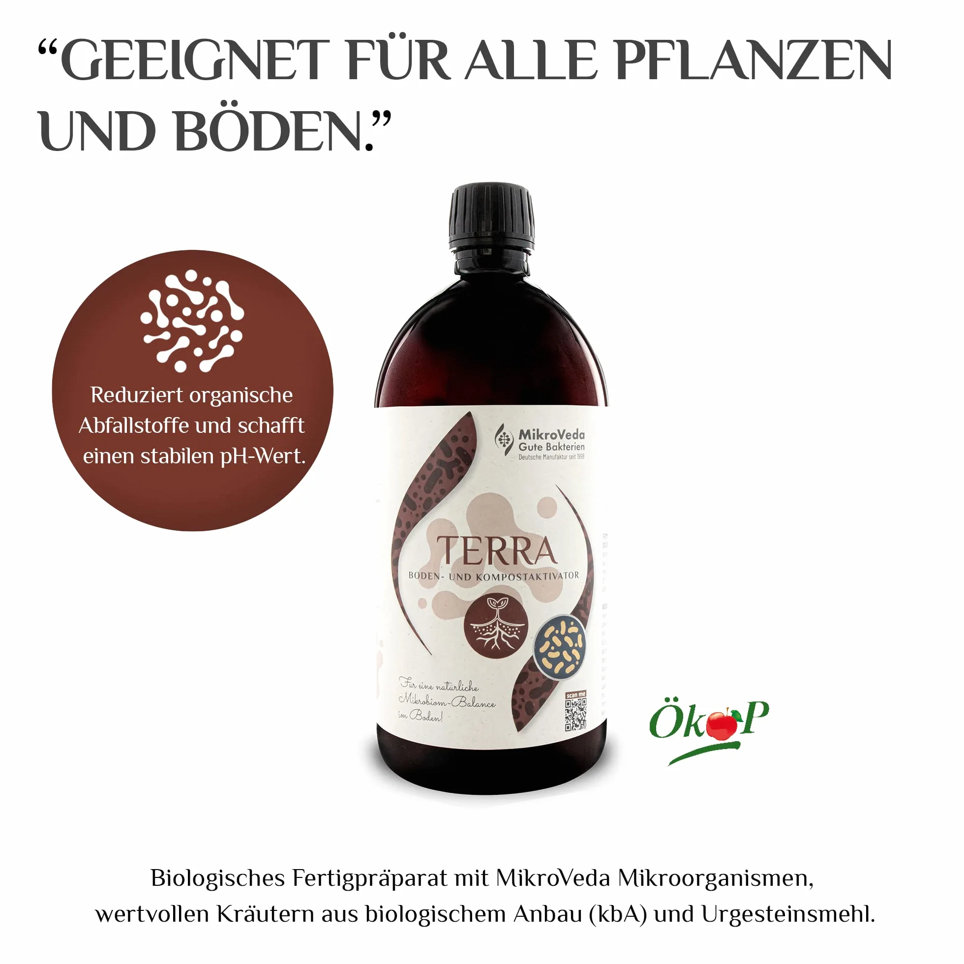 MikroVeda Terra - Activador de Suelo Biológico Con Bacterias y Microorganismos Efectivos - Suplemento Para Compost, Jardín - Abono Orgánico Vegano 100% Natural (1 L)