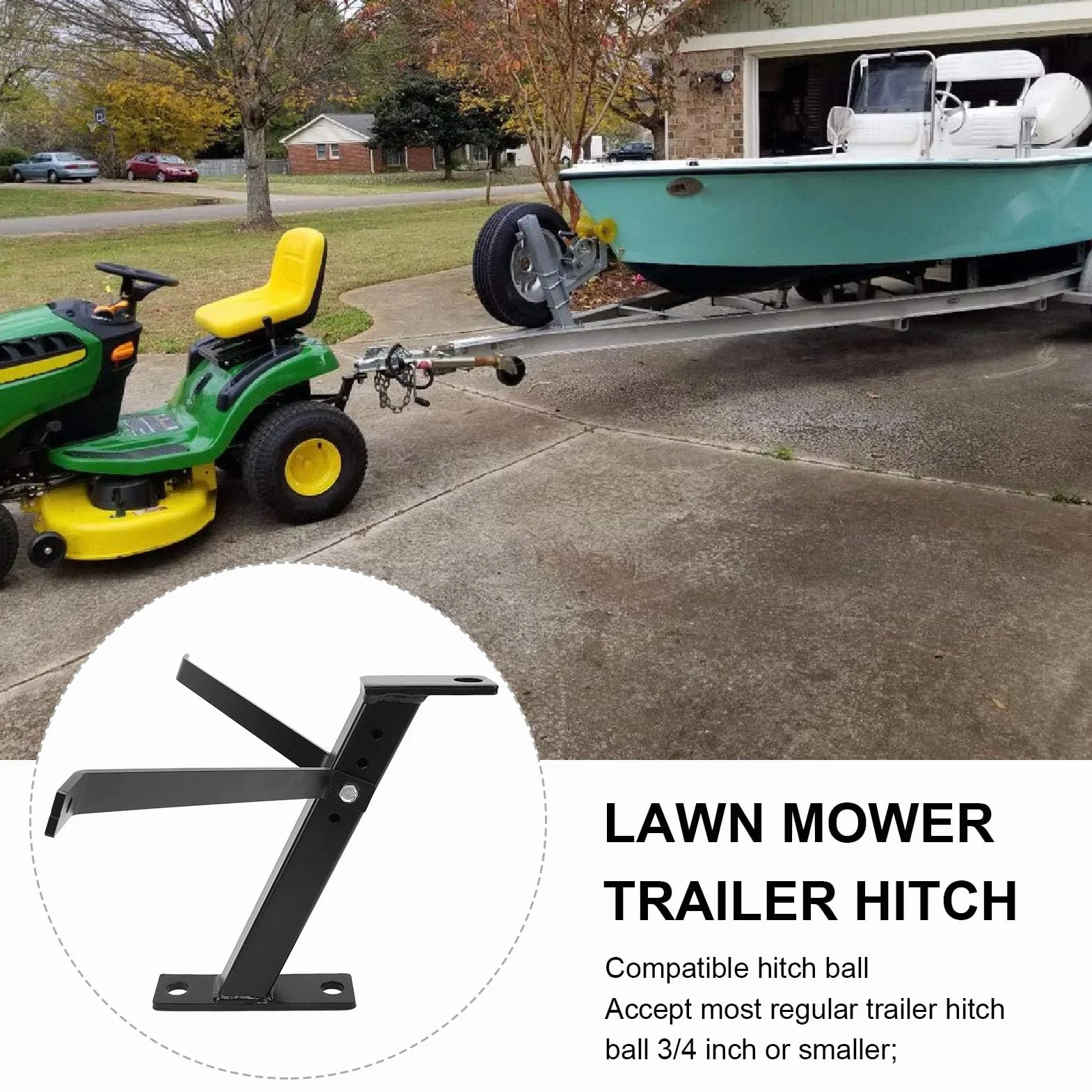 Enganche de Remolque para Cortacésped, Kit de Enganche para Cortacésped Garden Lawn Pro, Acabado con Recubrimiento en Polvo Negro, Enganche de Tractor de Jardín Multifunción de