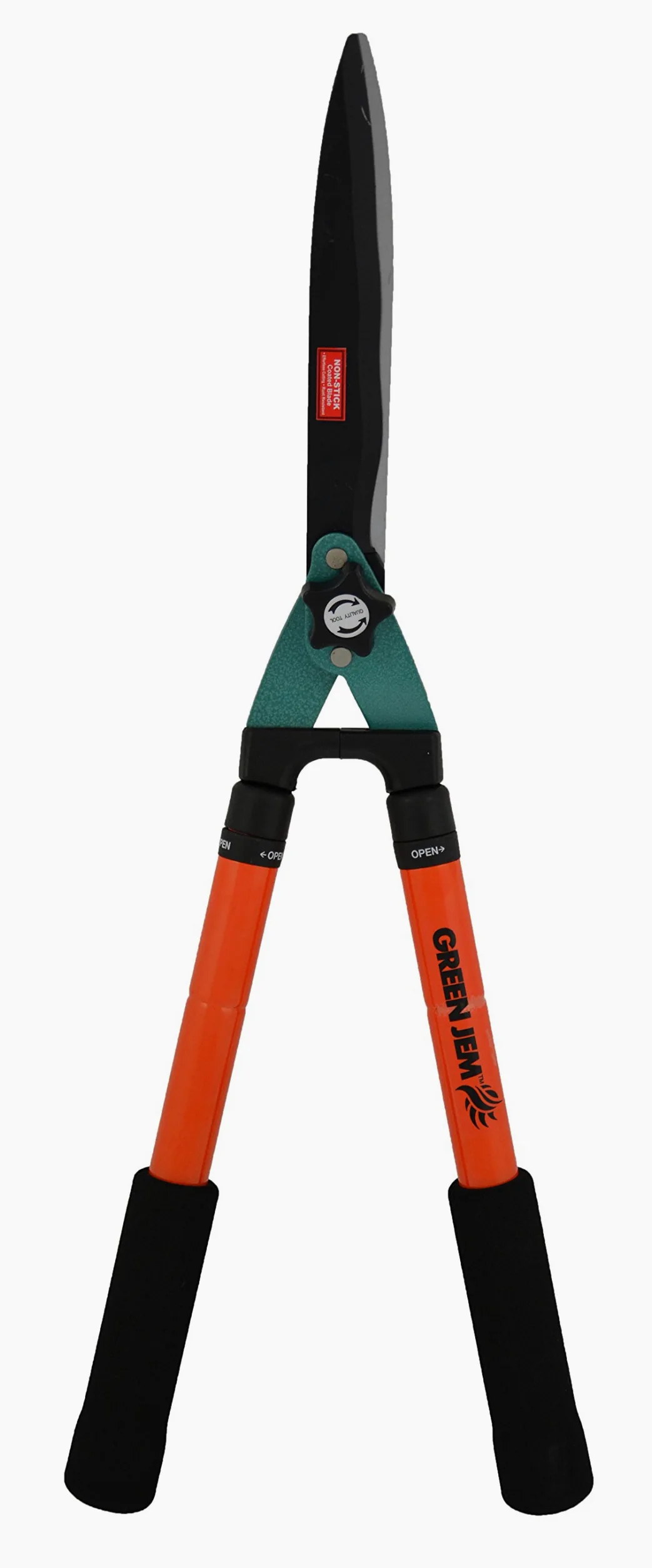 Verde Jem telescópica Tijeras Cortasetos cortadores Herramientas de jardinería con Antiadherente Cuchillas – Naranja