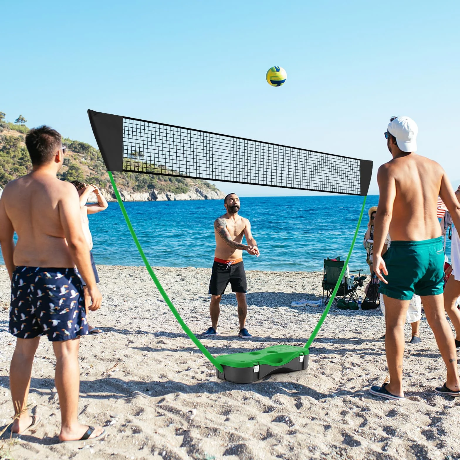 LIFEZEAL Juego de bádminton portátil con soporte de red, 2 raquetas, 2 volantes y caja de almacenamiento