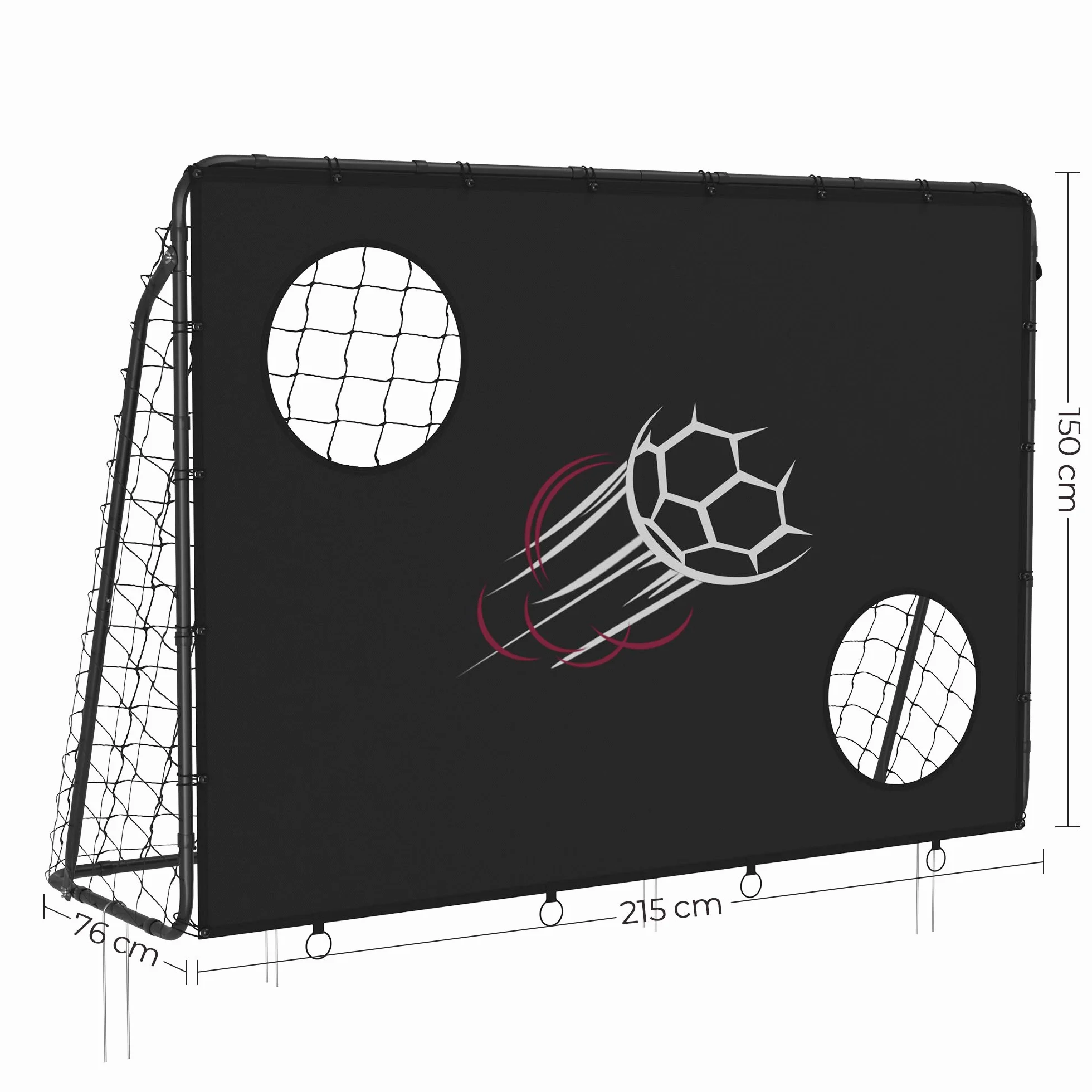 SONGMICS Portería de fútbol para niños, Red de PE, Tubos de Hierro, Negro SZQ215B02
