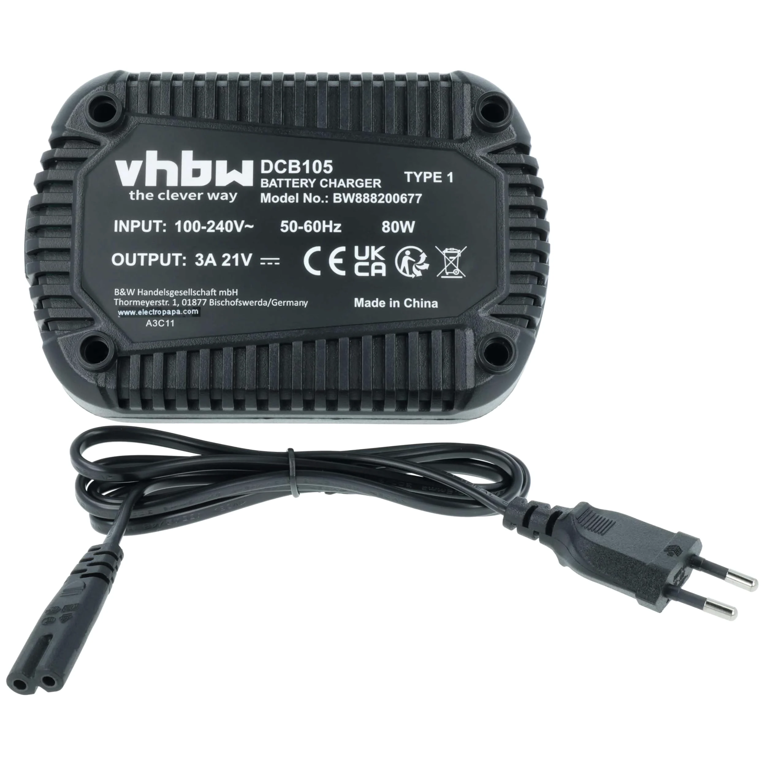 vhbw Cargador Compatible con Dewalt DCB181-XJ, DCB182, DCB182-XE, DCB183, DCB185, DCB184-XJ, DCB184, DCB184-XR Herramientas Li-Ion - batería