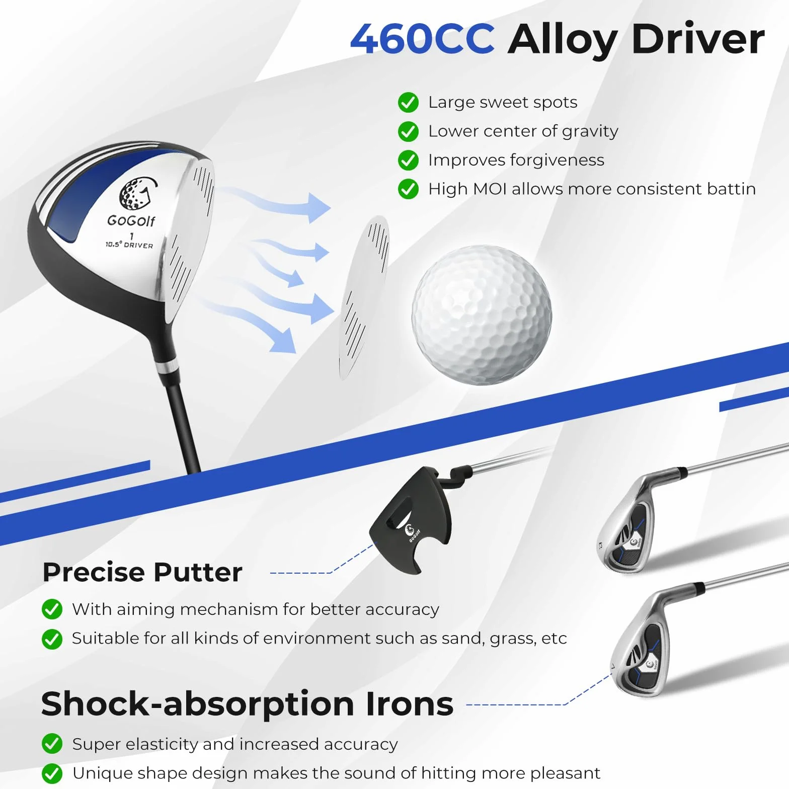 LIFEZEAL Juego de Golf Completo para Hombre, Palos de Golf Portátil para Diestros, Bolsa Trípode 7 Compartimentos, Putter, 3 Maderas, 5 Hierros