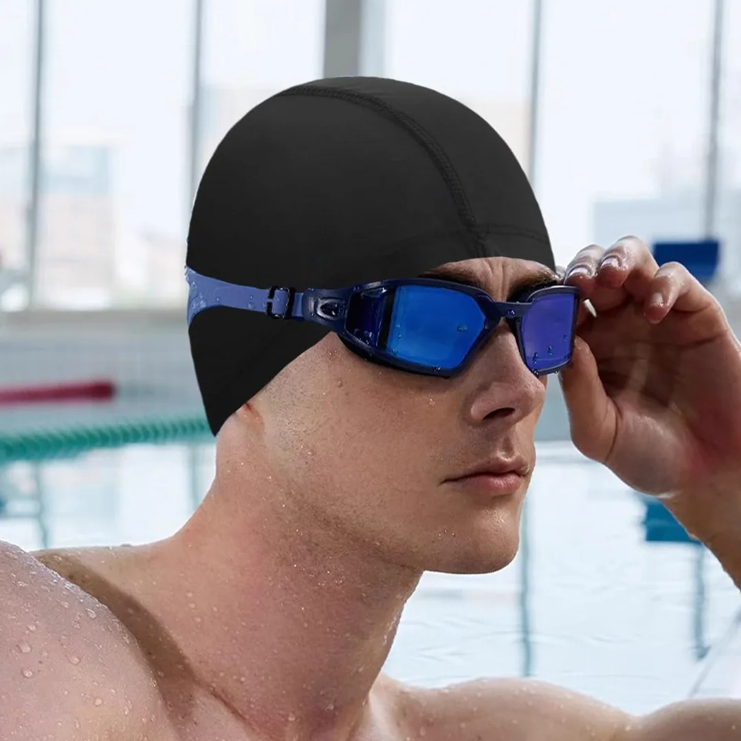 Gorro de natación suave unisex para pelo largo hombres piscina flexible ligero