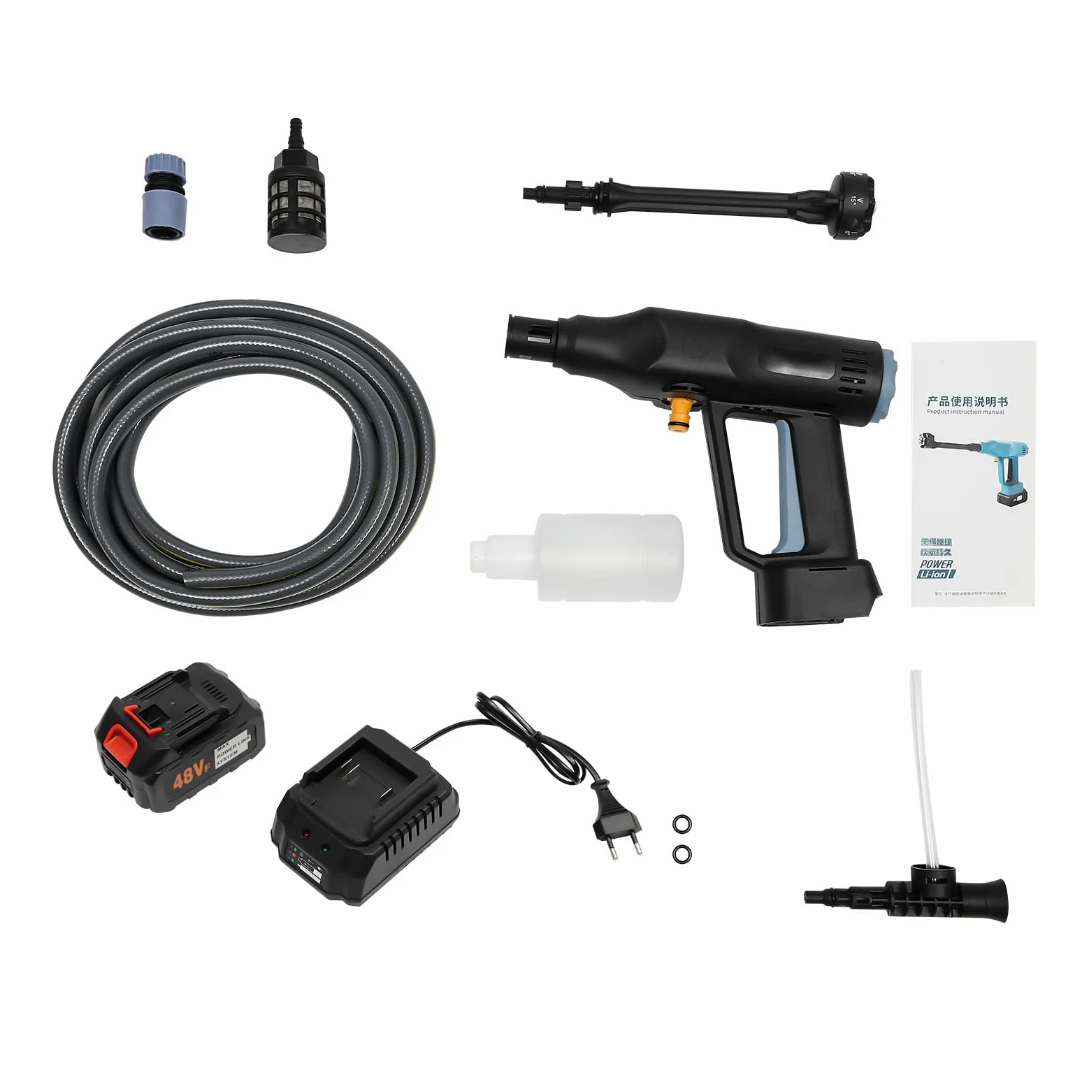 Limpiador de alta presión inalámbrico con batería de 15000 mAh y boquilla ajustable, limpiador de alta presión portátil para coche y jardín