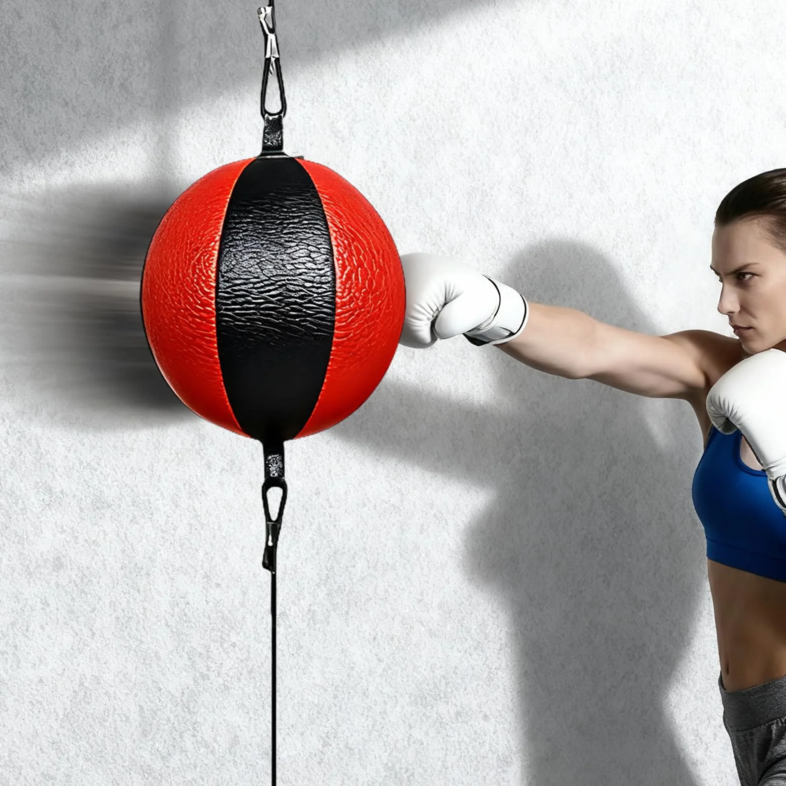 Juego de pelotas de boxeo MMA 20 cm negro rojo con bomba y cierres
