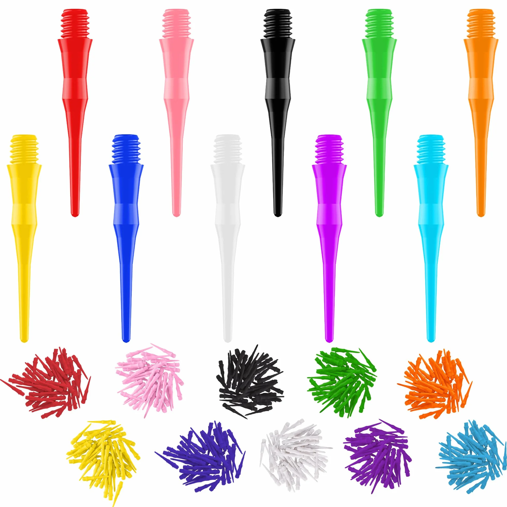 CyeeLife Puntas de dardos de plástico 500 unidades rosca 2BA diez colores