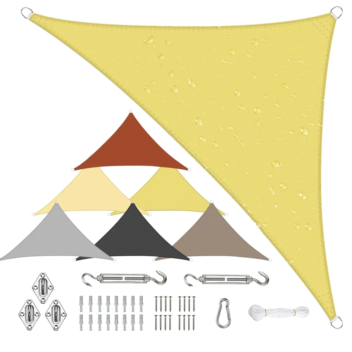 Toldos y Velas para Patio 3x3x4.3M, Toldo Resistente y Transpirable, protección Rayos UV y Transpirable con Cuerda Transpirable y Resistente para Patio/Cafetería Patio/Camping - Amarillo Arena