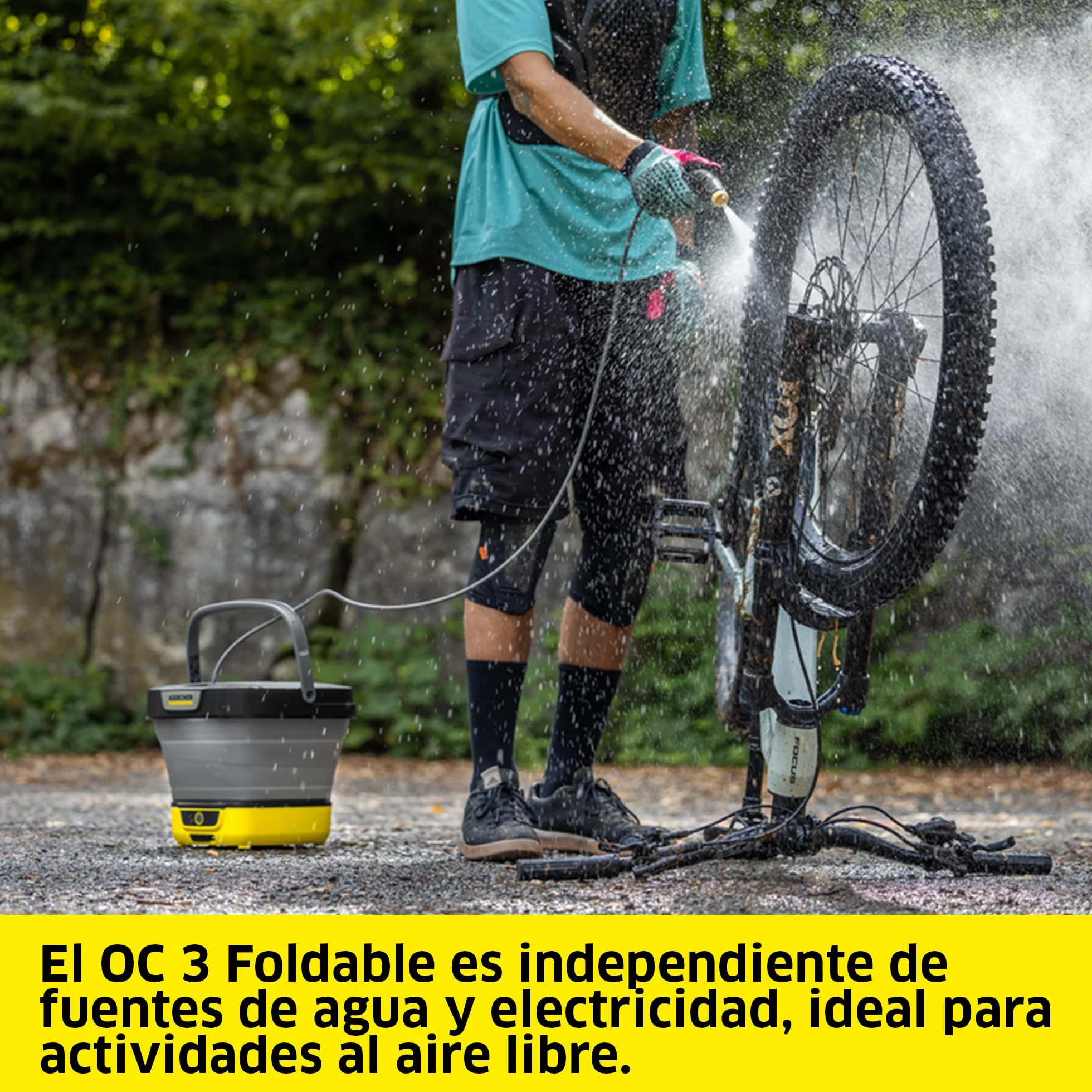 Kärcher hidrolimpiadora móvil OC 3 Foldable, Limpieza para Bicicleta, Camping y jardín, Baja presión, batería de Ion de Litio, depósito de Agua Plegable: 8 l, Boquilla de Chorro Plano/Chorro puntual