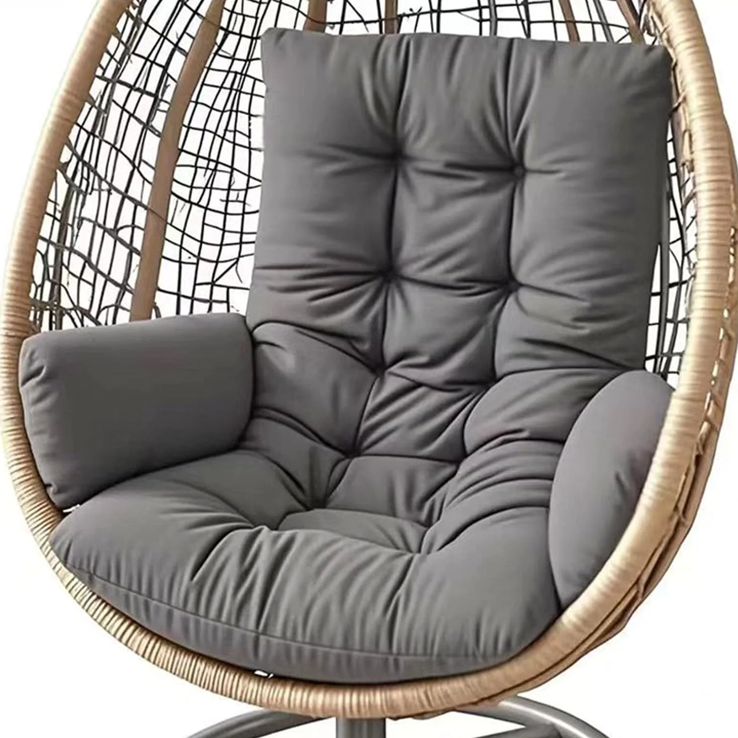 Cojín para Silla Columpio Exterior Interior Huevo Cesta Colgante Reclinable Gris Oscuro