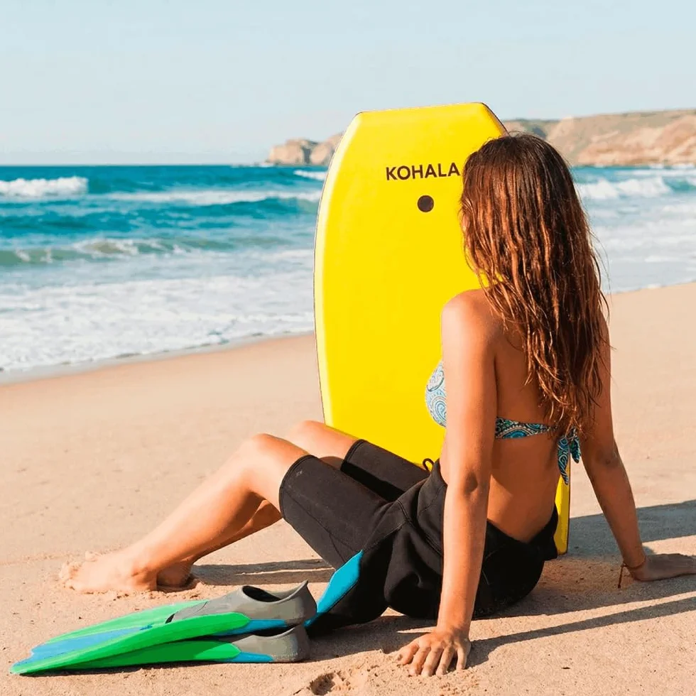 KOHALA Tabla Bodyboard 40/42 Pulgadas Amarillo para Jóvenes y Adultos con Correa de Seguridad