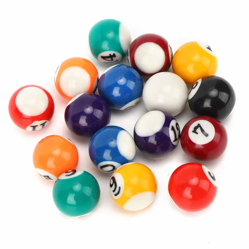 MAGT Mini Bola de Billar 16PCS 2,5 cm Resina Portátil Accesorio de Mesa de Billar