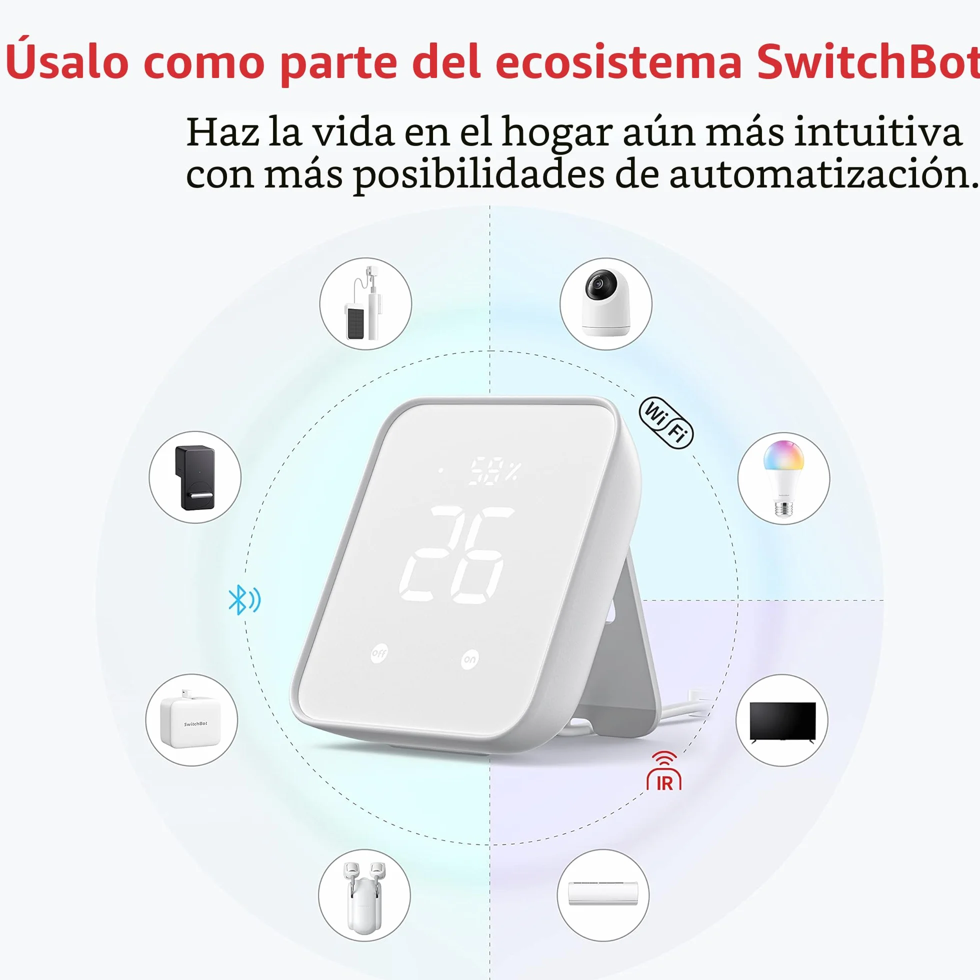 SwitchBot Hub 2, termómetro higrómetro WiFi, mando a distancia IR, mando a distancia inteligente y sensor de luz, conecta SwitchBot a Wi-Fi (2,4 GHz), compatible con Alexa&Google Assistant