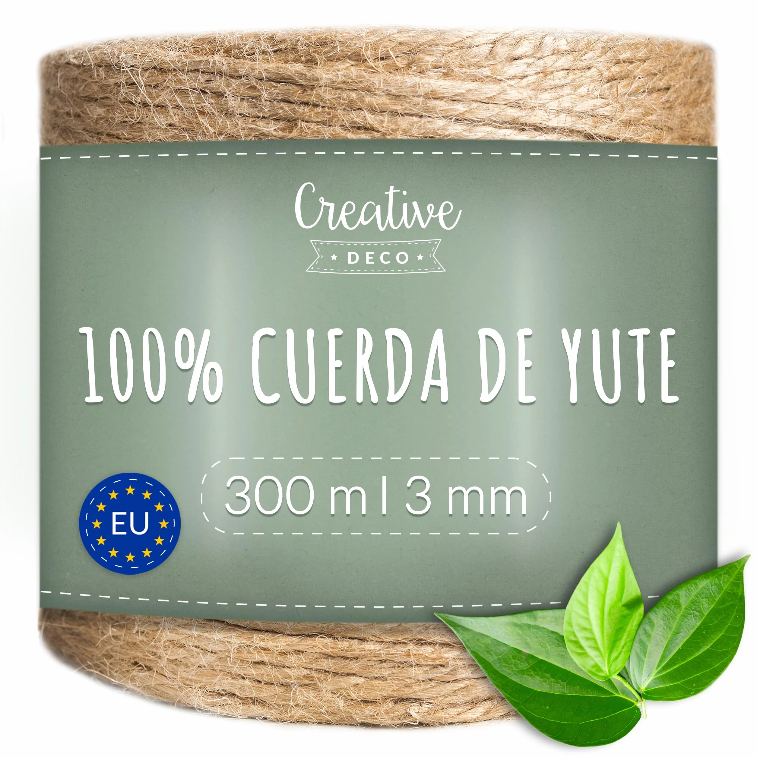 Creative DECO 300 m Cuerda de Yute 3mm Cordel Manualidades | Hilo Cordón Rollo Grande Marrón Natural Gruesa Fuerte, Embalaje, Decoración, Floristería, Artesanía y Bricolaje