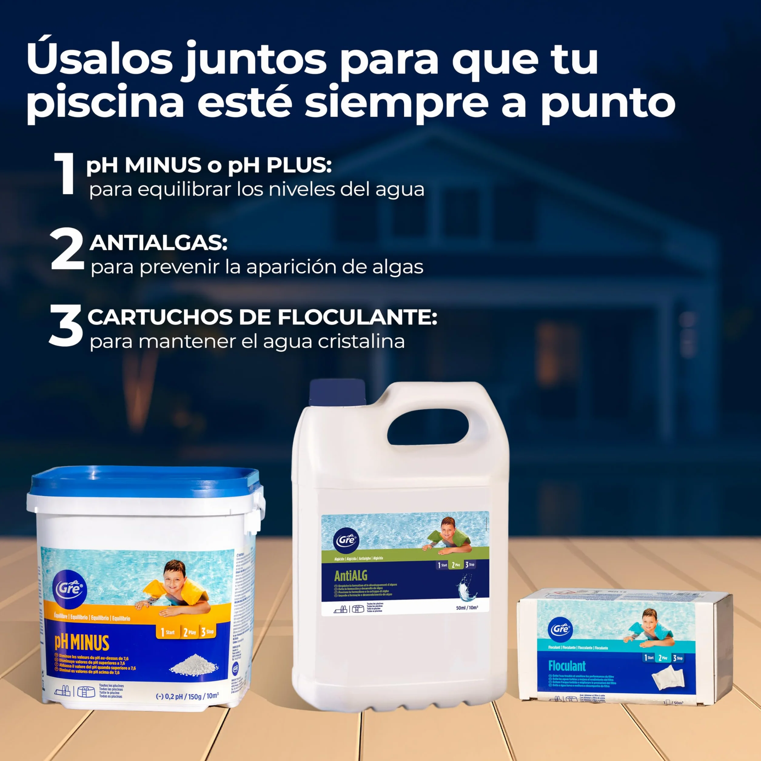 GRE 76024 - Bromo en Pastillas. Desinfección Eficaz para el Agua de la Piscina Libre de Cloro, sin Olores ni Irritaciones. Ideal para Piscinas y Spas – 5 kg