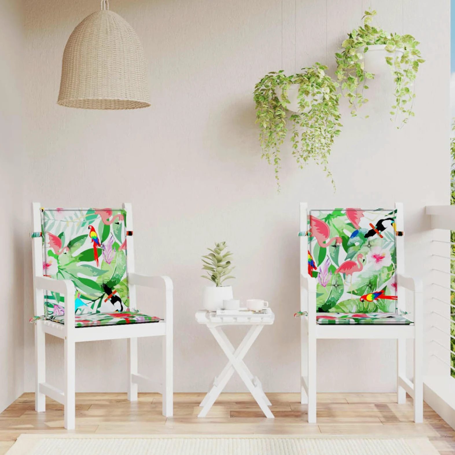 Cojines para Silla con Respaldo bajo 2 uds Tela Multicolor, Cojines para Butacas De Jardin, Cojines Sillas Cocina, Cojines para Sillas De Terraza, Cojin Silla Exterior - 361325