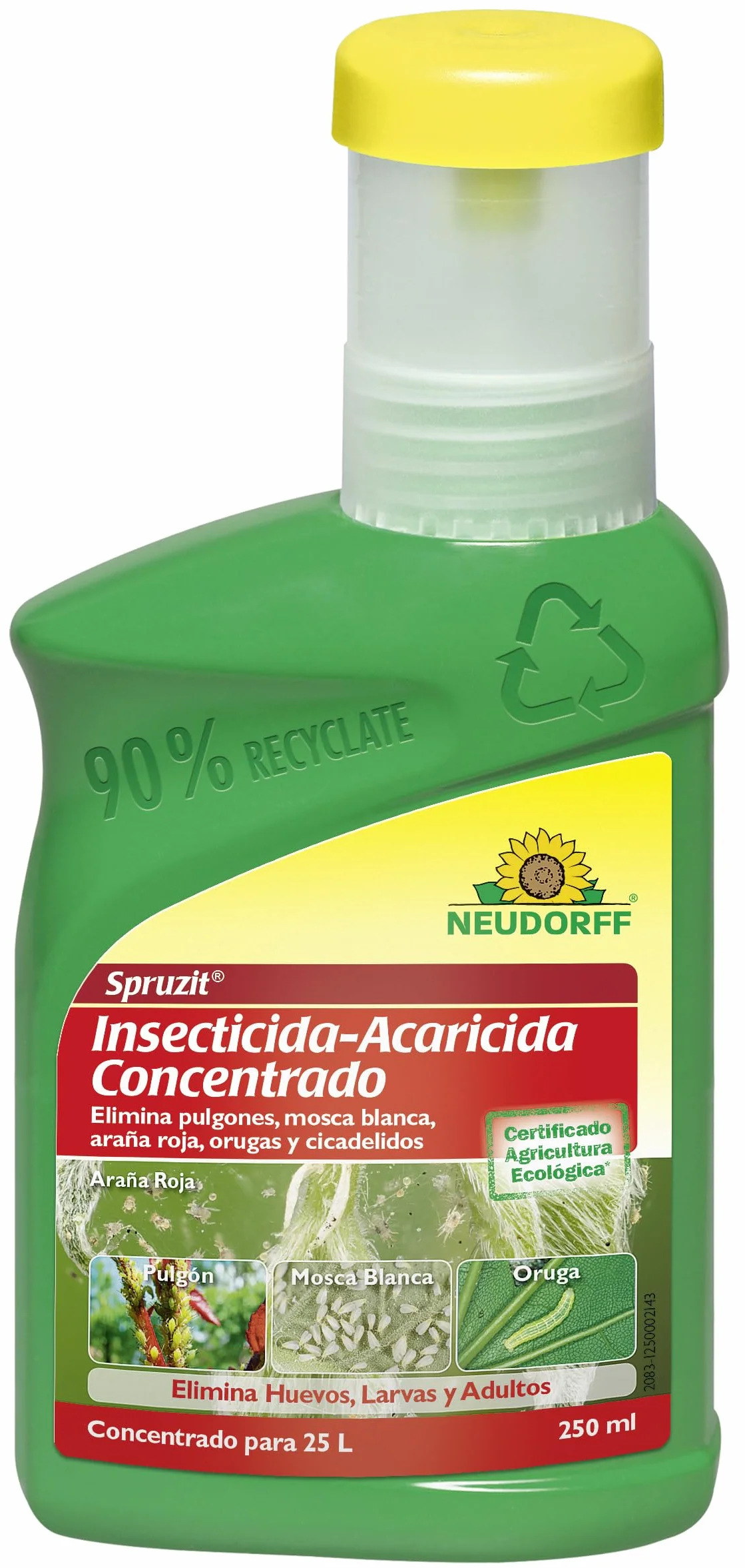 Neudorff Spruzit Insecticida-Acaricida Concentrado – Elimina plagas como pulgones, mosca blanca, araña roja, cochinillas y cicadélidos. Para 25 L, 250 ml