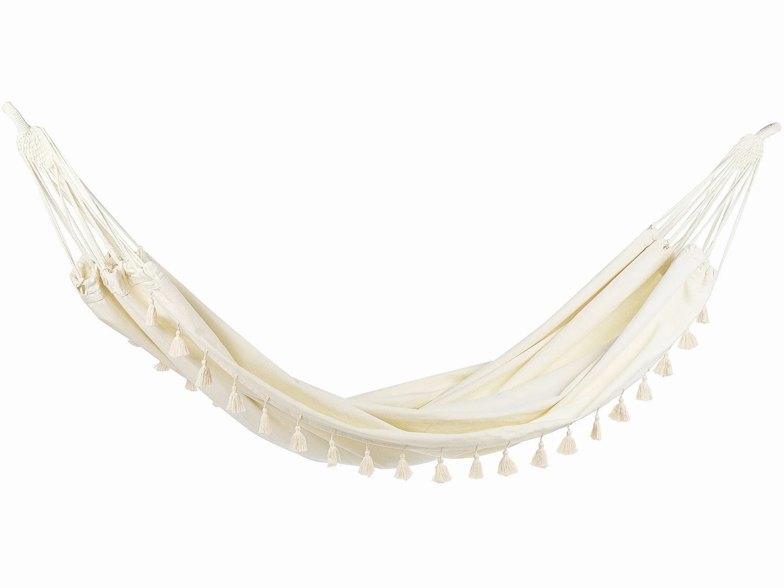 Hamaca de algodón poliéster Blanco Crema Colgante Interior Exterior Vercelli