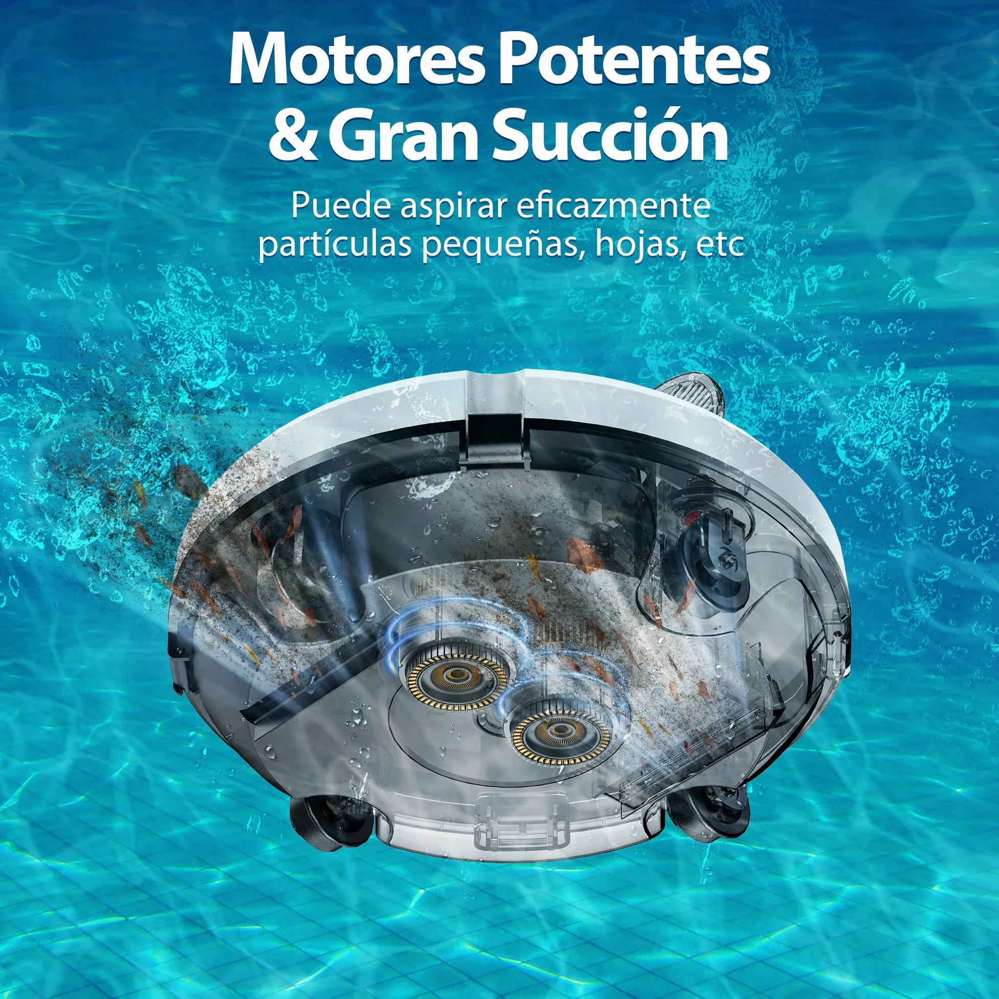 (Nuovo 2026) S1 Robot Limpiafondos Piscina, Batería de Doble Motor, 130Min de Autonomía para Piscinas Elevadas de hasta 120m², Sube Pendientes de 18°, Estacionamiento Auto, Doble Filtración