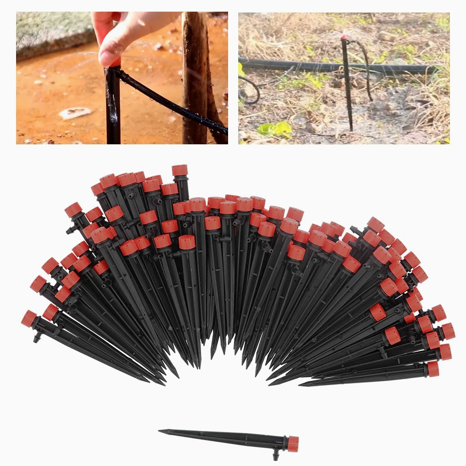 200PCS 360 Grados 8 Orificios Gotero de Riego Ajustable de Riego por Goteo de Flujo de Agua para Manguera 4/7