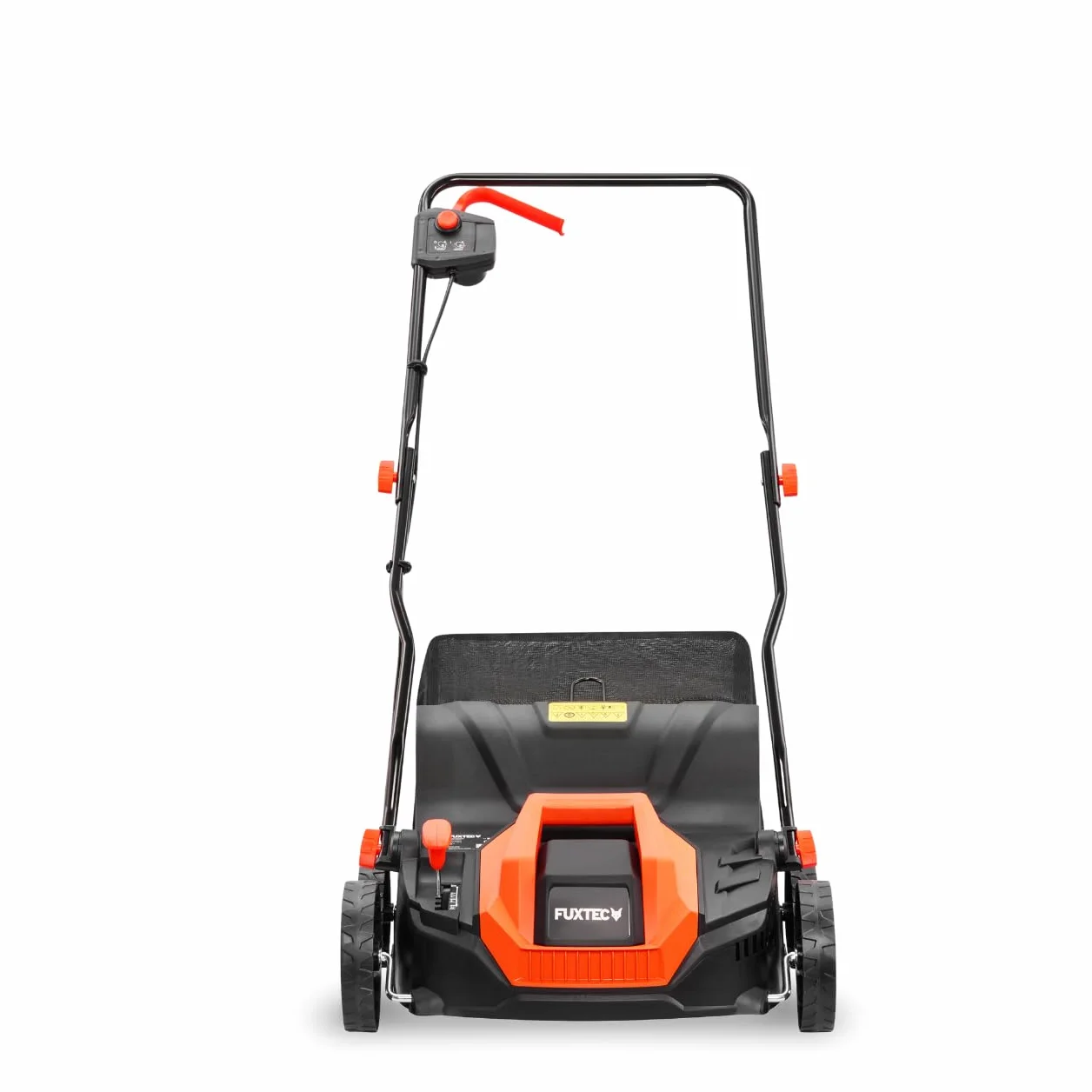 FUXTEC Escarificador Eléctrico FX-EV320ECO, aireador de césped con 1300 W de Potencia, Ancho de Trabajo de 32 cm y ajustes de Profundidad de -12 a +10 mm, Saco recogedor de 40 L