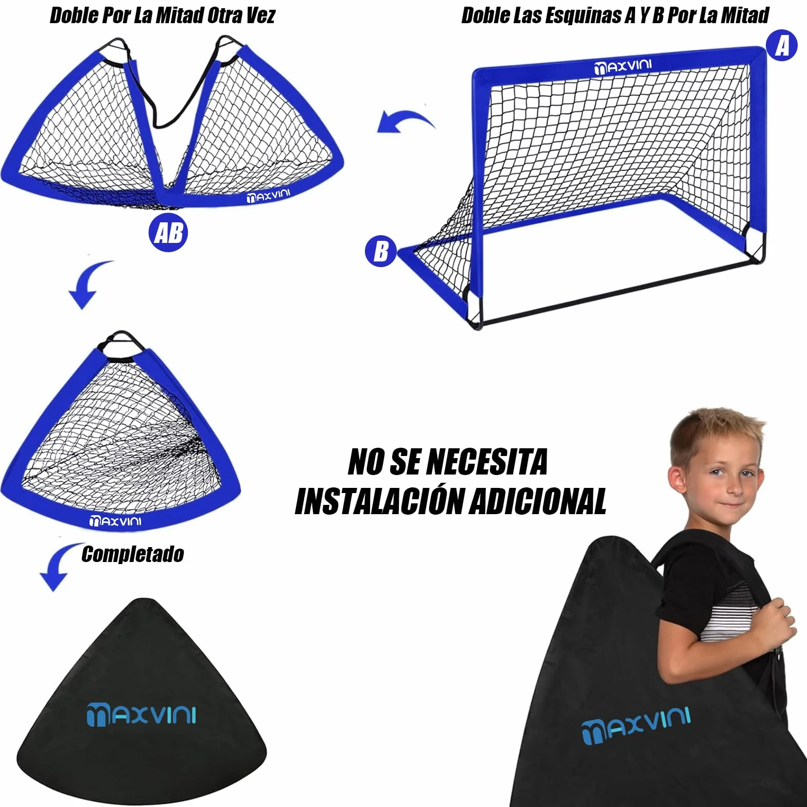 Porterías de Fútbol 90×74×74cm / 182×120×120cm Equipos de Entrenamiento con Bolsa de Transporte