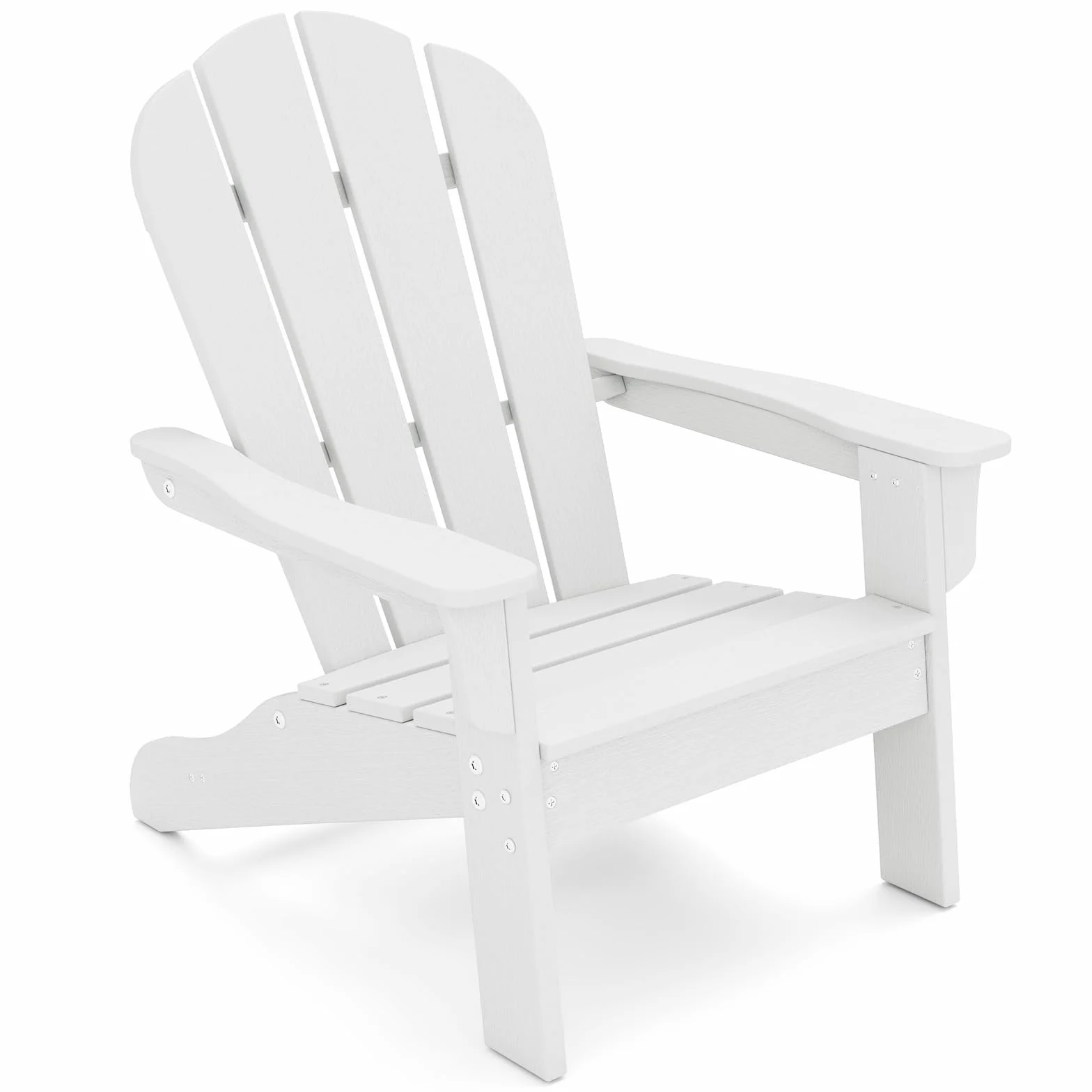 COSTWAY Silla Adirondack para Niños, Silla para Jardín HDPE Resistente a Todo Clima con Diseño Ergonómico, Mobiliario para Patio Exterior para Niños de 3 a 8 Años (Blanco)