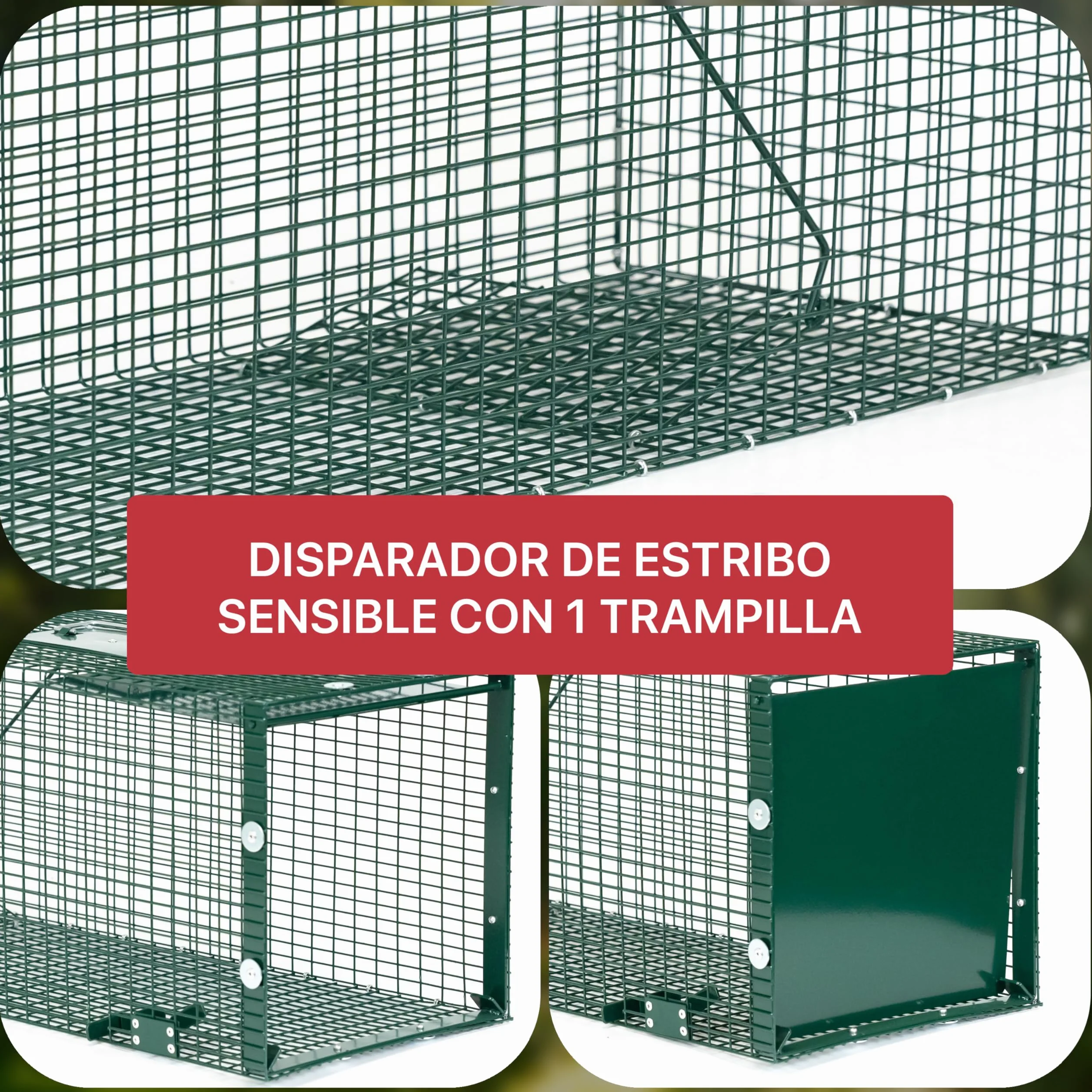 ITA Trampa para Animales Vivos 5002-90x30x30 cm - por Martas Gatos Ratas - 1 Puerta, Resistente al Tiempo, Reutilizable, Montada - Made in EU
