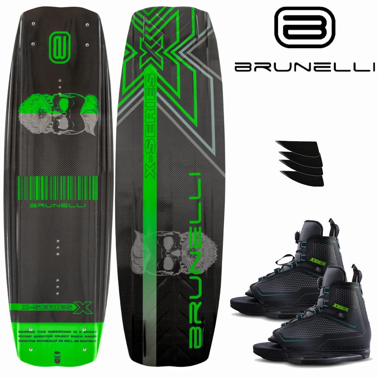 BRUNELLI Juego de wakeboard carbono 138 cm fijación Jobe Maze