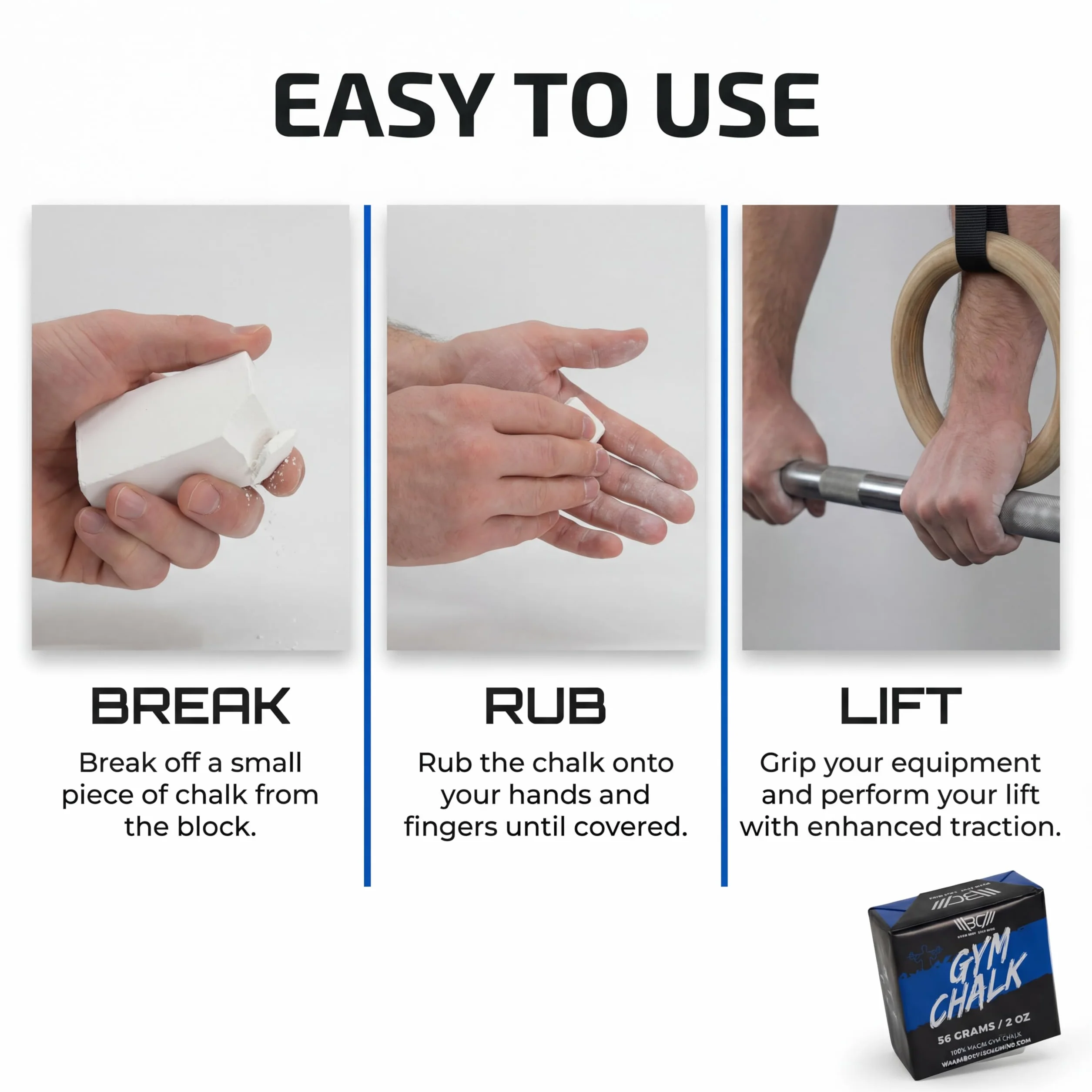 Bloque de Tiza para Levantamiento de Pesas - Gym Chalk Block, Carbonato de Magnesio, Crossfit, Escalada