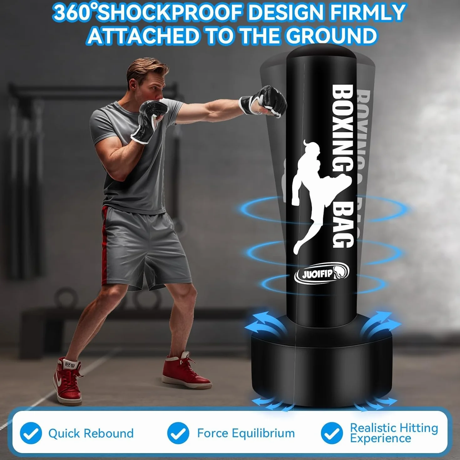 YORWHIN 180cm Saco de Boxeo Pesado Adultos, Inflable Freestanding Bolsa Kickboxing MMA Muay Thai Entrenamiento