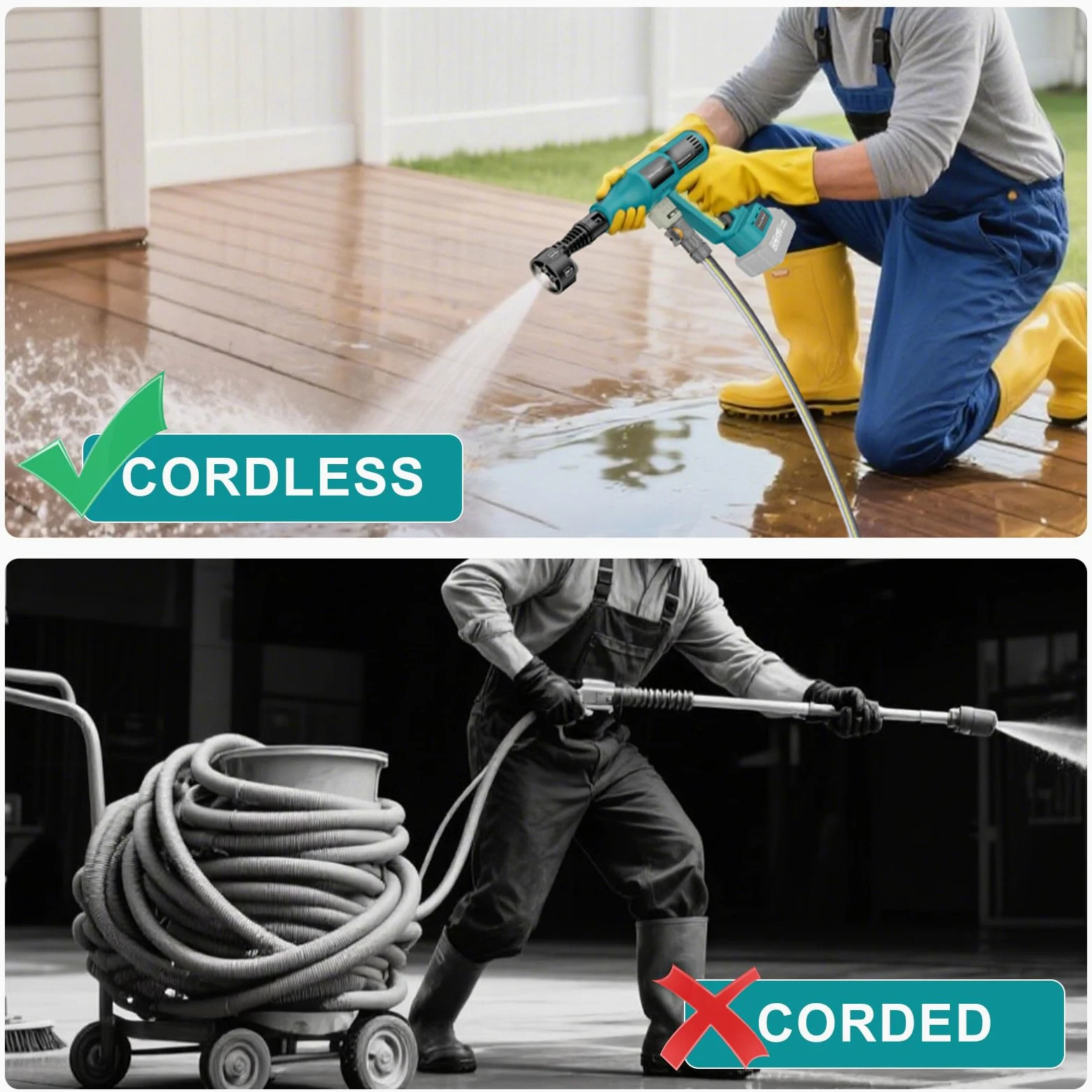 Limpiador de alta presión con batería de 700 psi, compatible con baterías Makita de 18 V, limpiador de alta presión portátil con 2 baterías de 4,0 Ah, boquilla 6 en 1, pulverizador de espuma, manguera