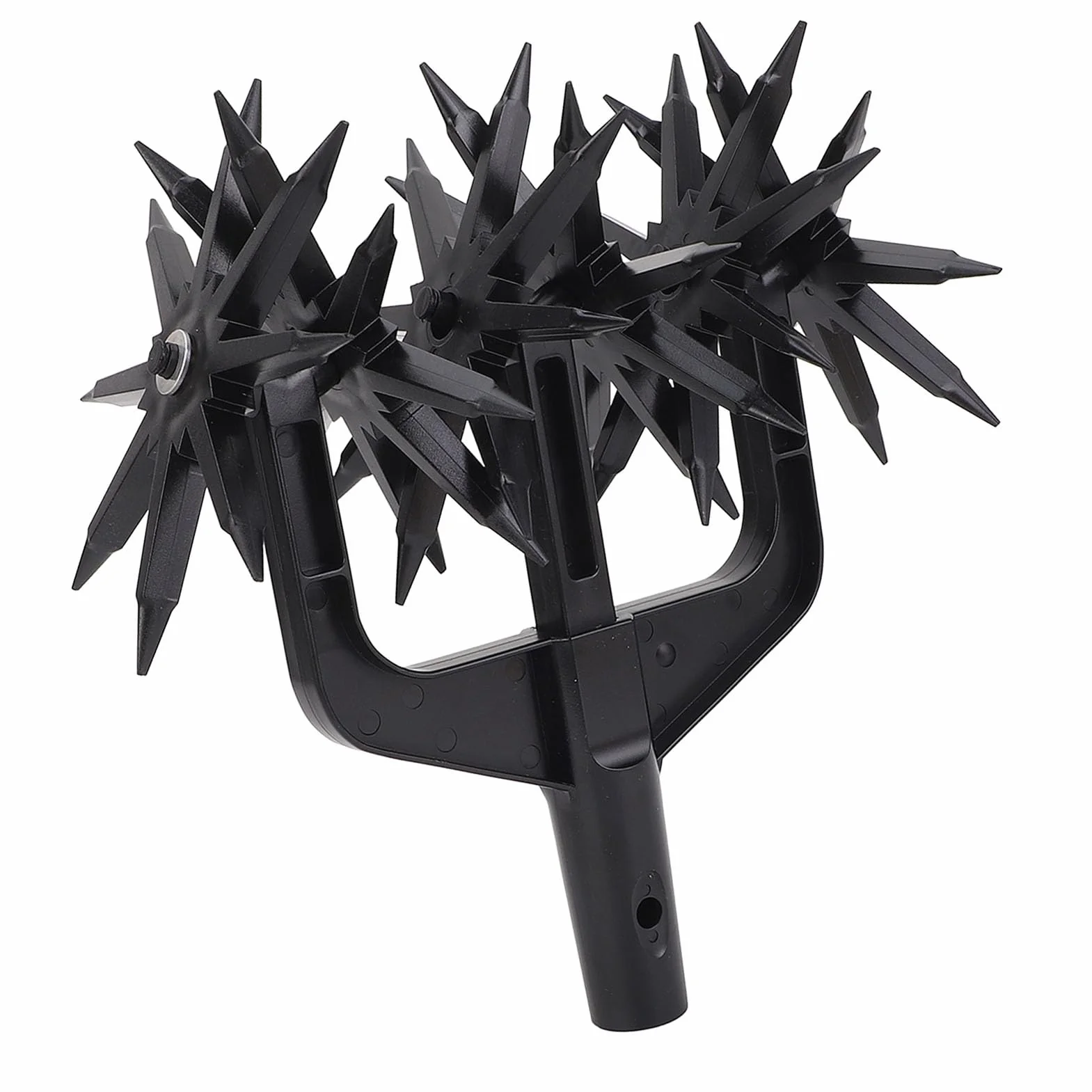 Cultivador Rotativo de Jardín, Cimor de Mano Ajustable con Ruedas de Plástico Desmontables y Largas Picos, Herramienta de Cultivador del Suelo para la Aireación