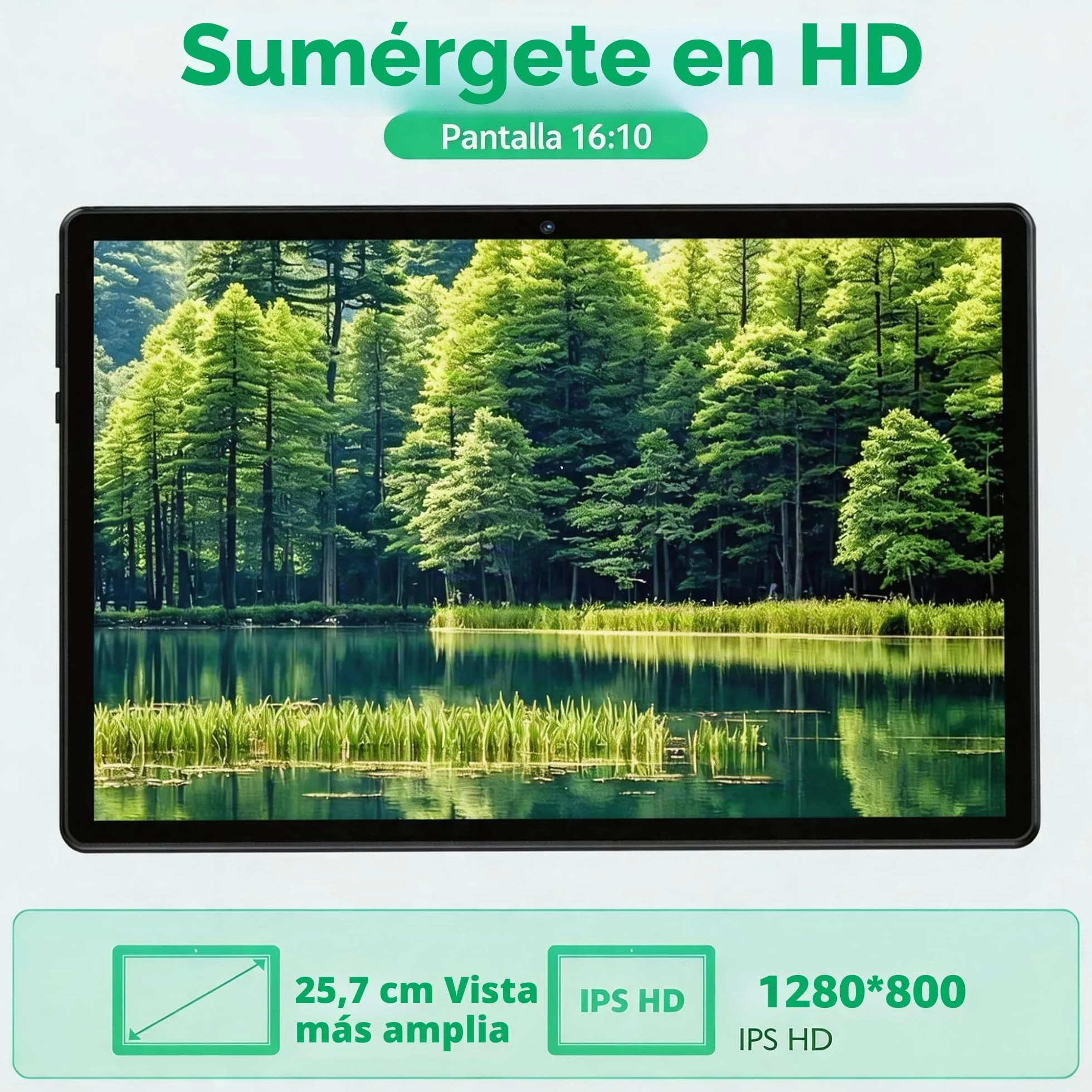 Tableta Android 15 10 Pulgadas 18GB RAM 128GB Almacenamiento IPS 1280x800 Octa-Core 6000mAh