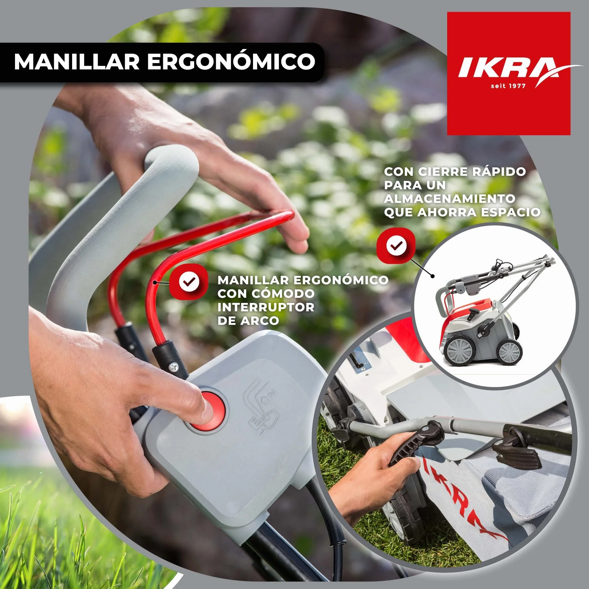 IKRA 80201020 escarificador y aireador eléctrico IEVL 1840, Saco coletor 55l, Largo de Trabajo 40cm, 1800 W, 230 V, color gris, rojo y negro