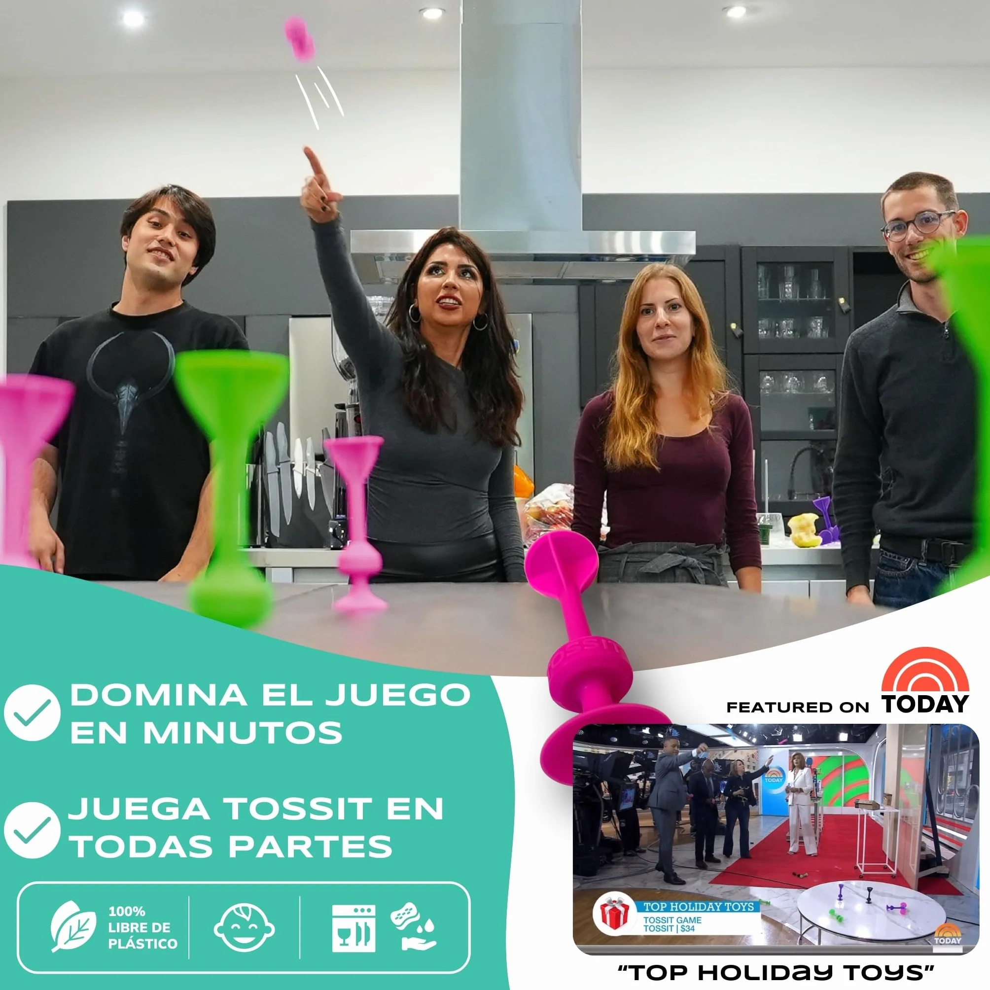 TOSSIT Dardos con Ventosa, Juego de Lanzar para Familia y Fiesta, Silicona, Jardín Interior Exterior, Petanca Boccia, Regalo Niños Adultos