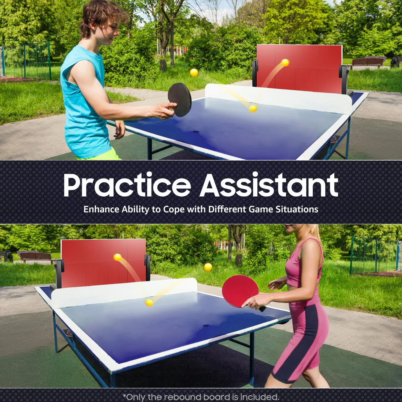 Tabla de rebote de ping pong con 8 gomas rojas, equipo de autoentrenamiento para hogar y gimnasio