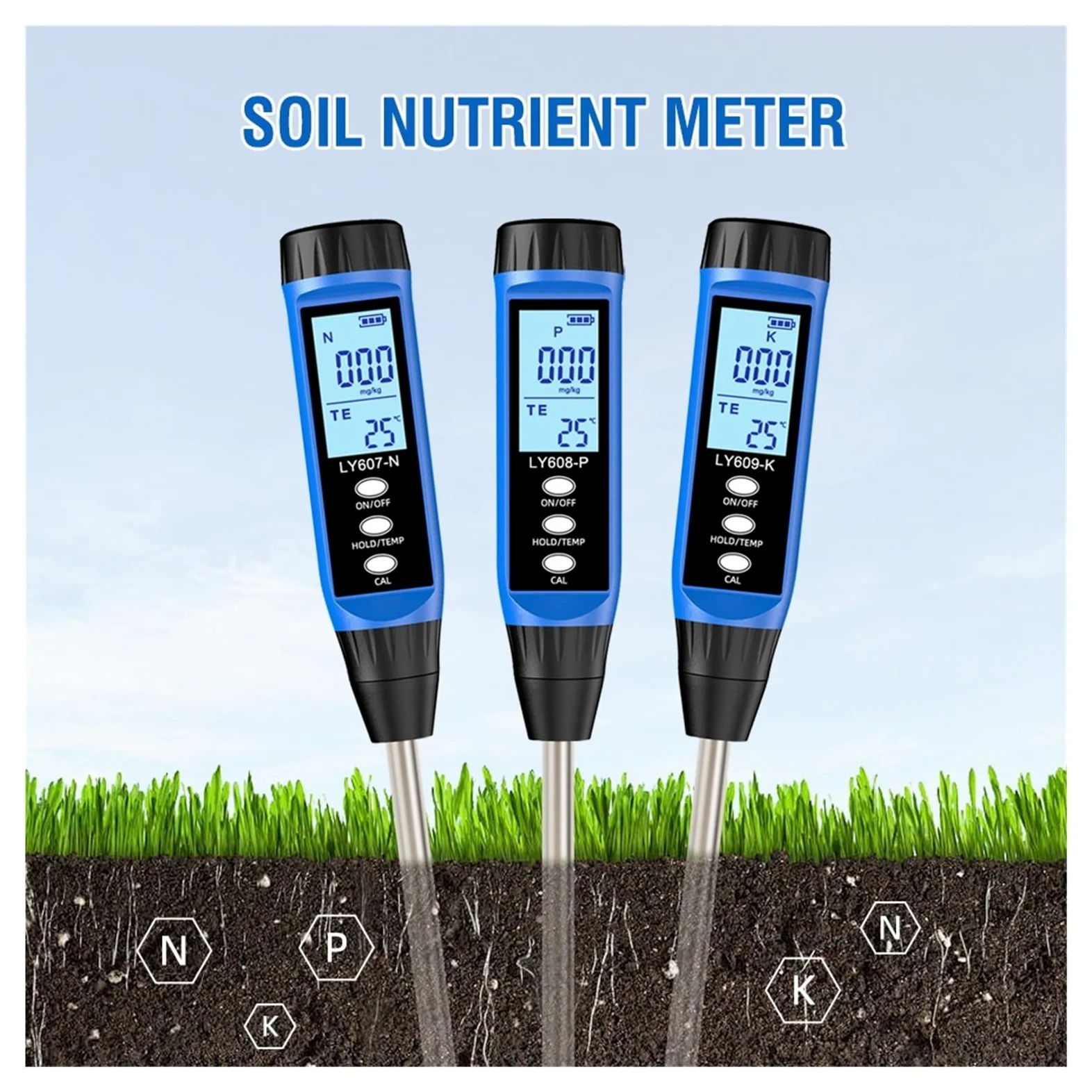 Analizador profesional de nitrógeno y potasio del suelo, medidor fósforo, analizador fertilidad Agricultura y actividades al aire libre(K Tester)