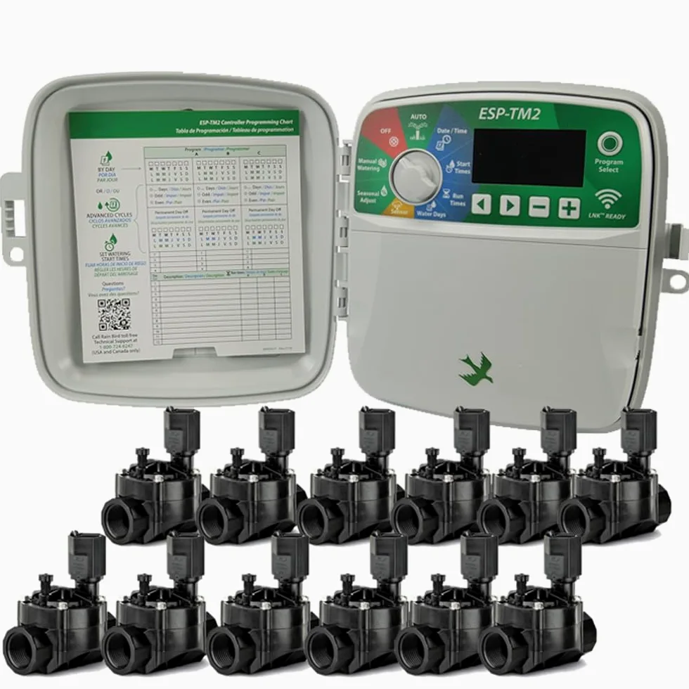 Suinga Programador de Riego 12 Zonas Exterior + 12 Electrovalvulas de 24V 1" | Riego Automatico para Jardin | Temporizador de Riego Eléctrico