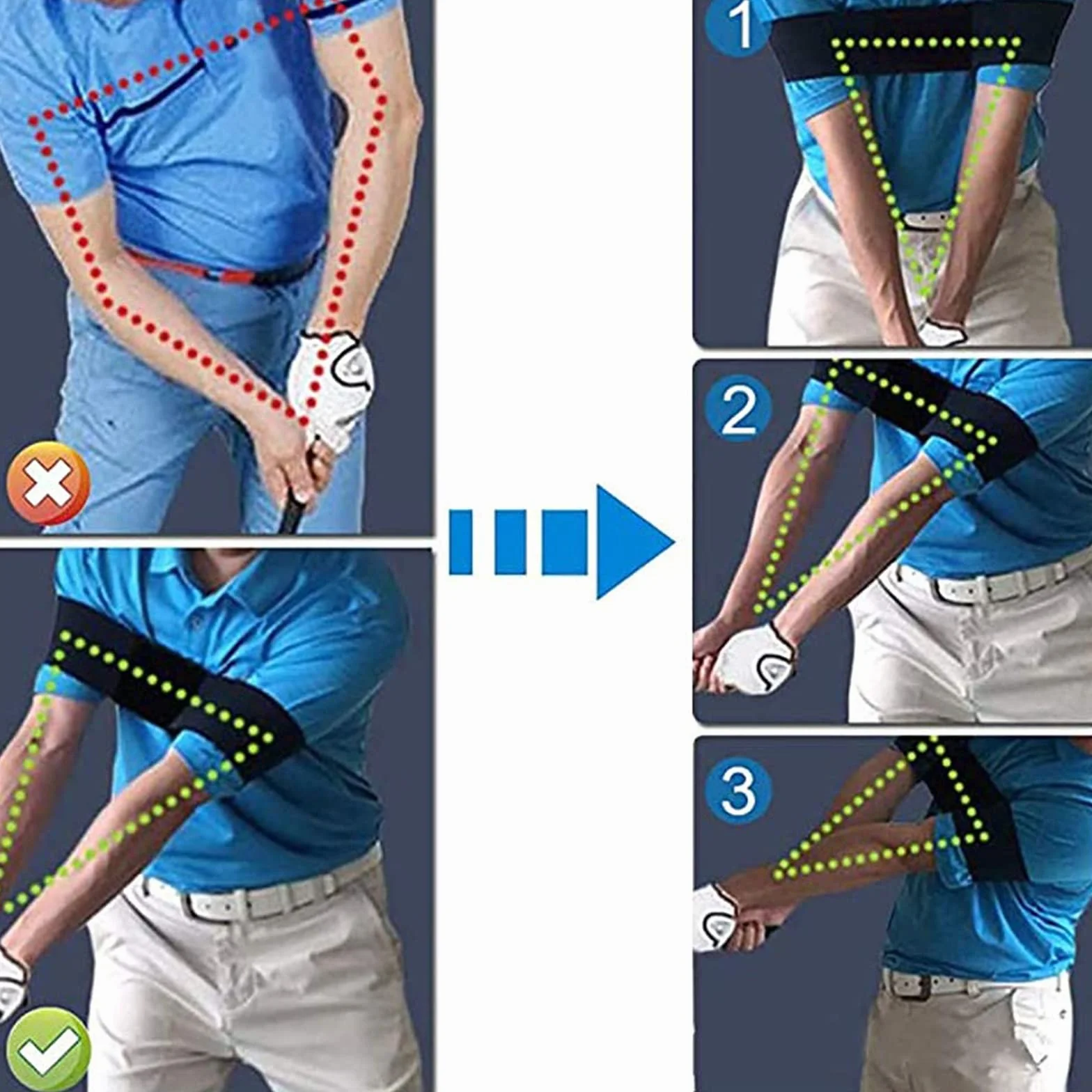 Bandas Brazo Entrenamiento Swing Golf, Corrector Postura, Bandas Elásticas para Swing de Golf, Adecuado Principiantes, Mejorar Postura Swing
