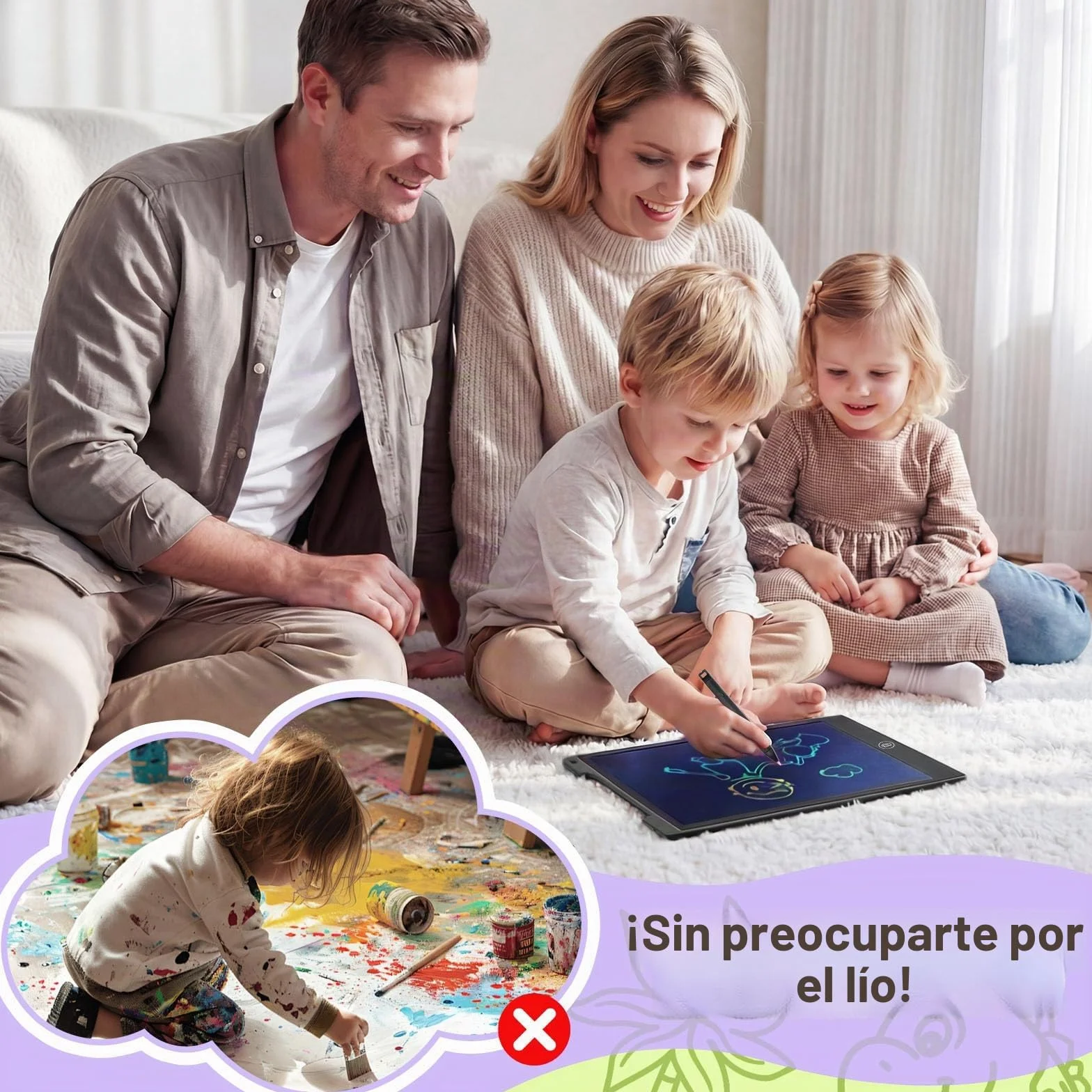 Tableta Escritura LCD Color 12'' Pizarra Magnética Infantil Cuaderno Digital Dibujo Niños Juguete Educativo Regalo