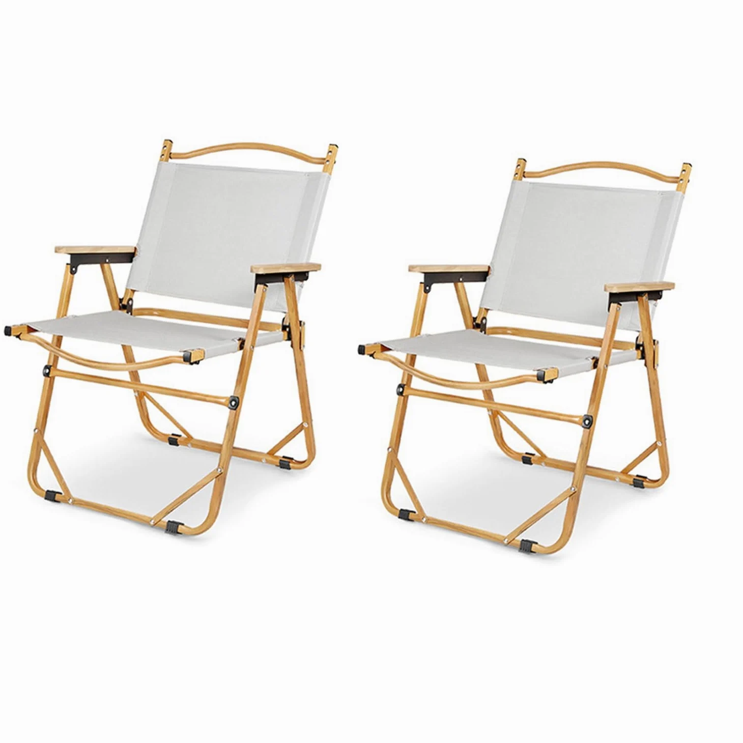 Silla de camping plegable, soporta hasta 150 kg, para jardín, balcón, playa, camping, silla de jardín, silla de pesca, silla de director (caqui, 2 juegos)