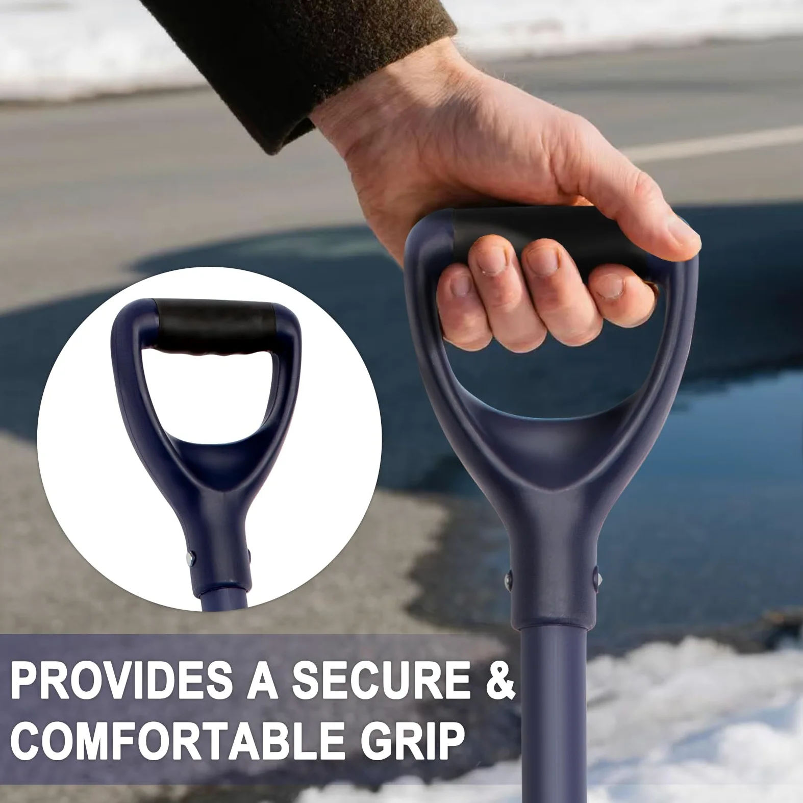 Nohovu Pala de nieve para entrada, pala de nieve de gran capacidad con mango en D, pala de nieve de aluminio para eliminación de nieve, 45 pulgadas